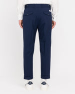 Pantalone doppia pinces fresco di lana stretch blu