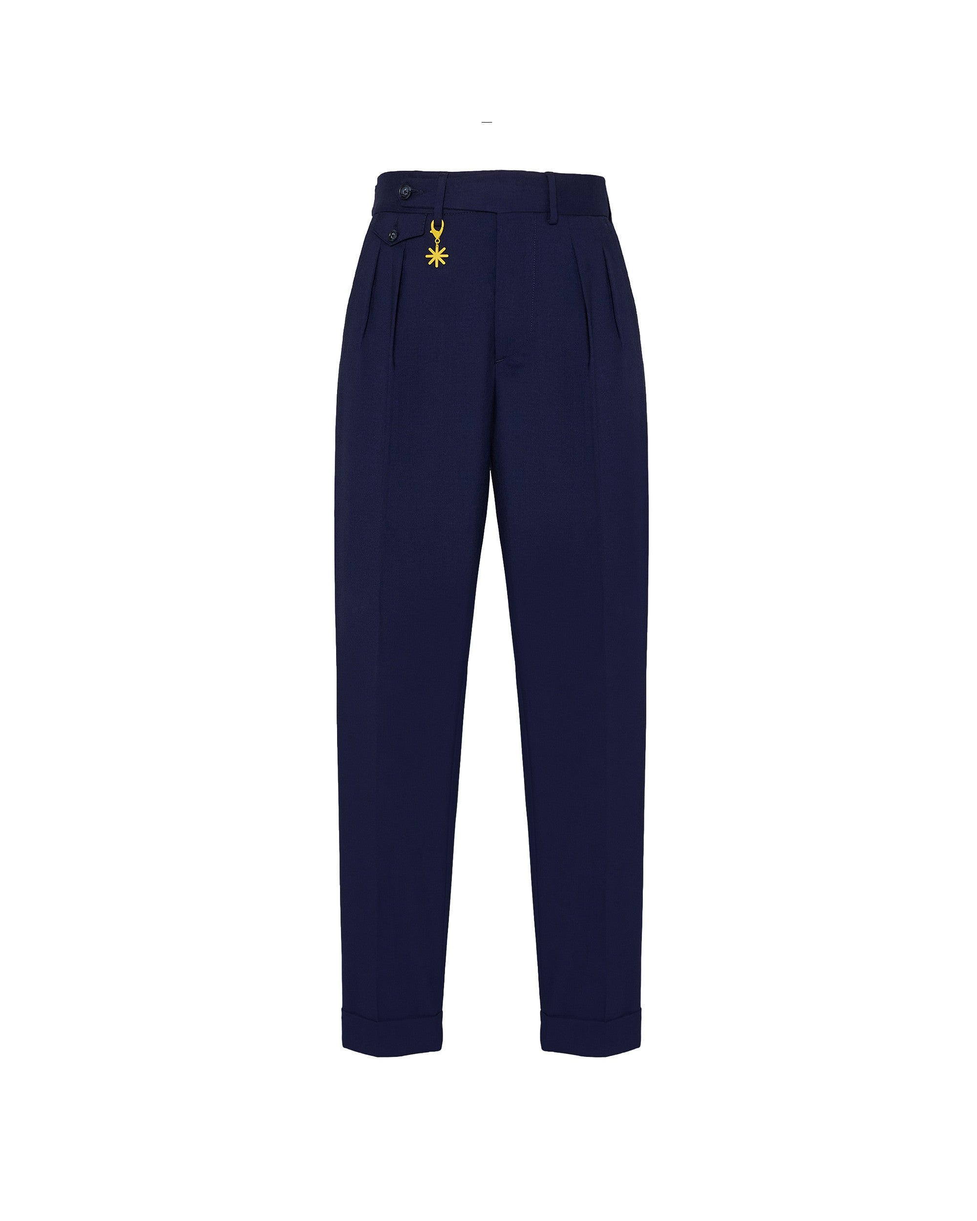Pantalone doppia pinces fresco di lana stretch blu