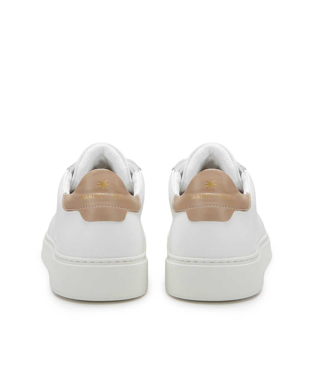 Sneakers in pelle tallone beige
