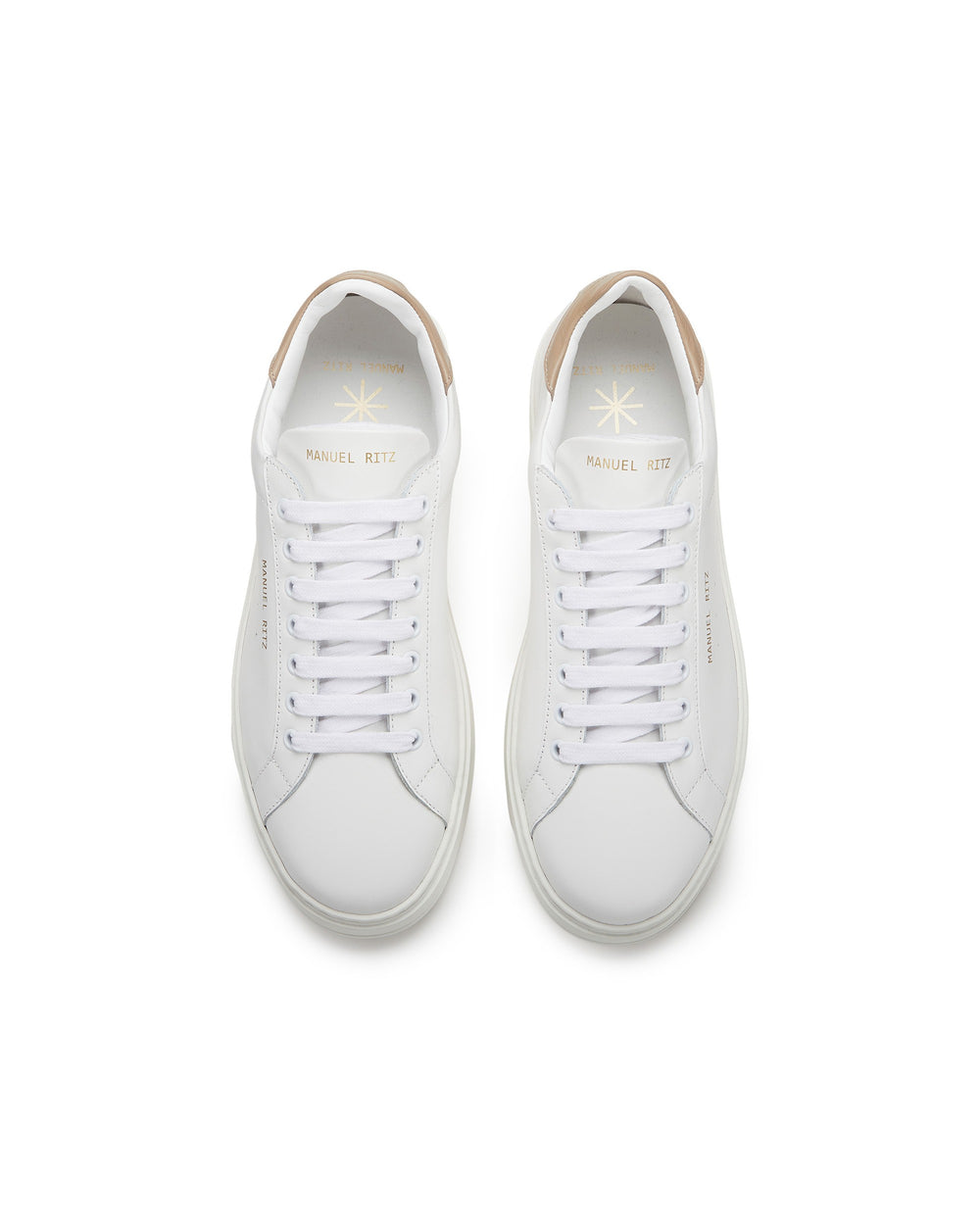 Sneakers in pelle tallone beige