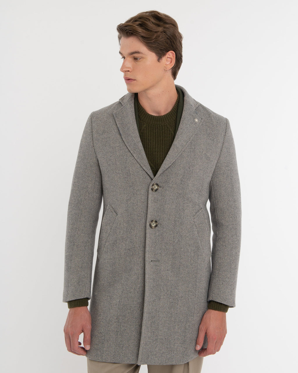 Cappotto slim resca misto lana grigio