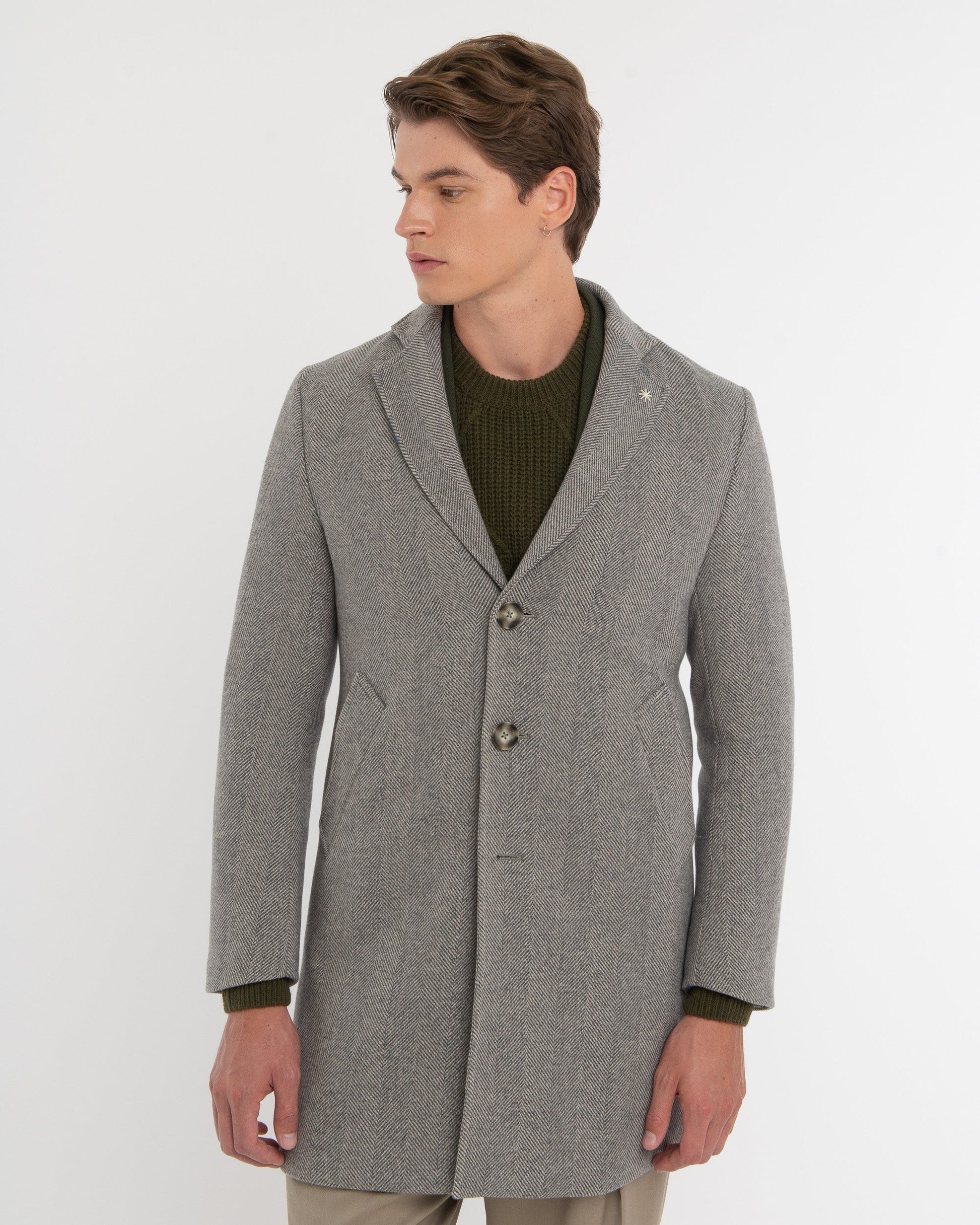 Cappotto slim resca misto lana grigio