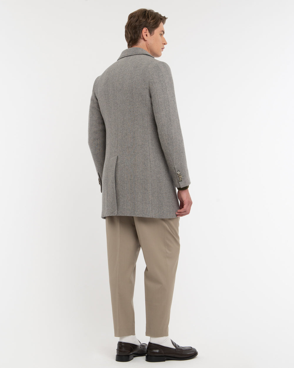 Cappotto slim resca misto lana grigio