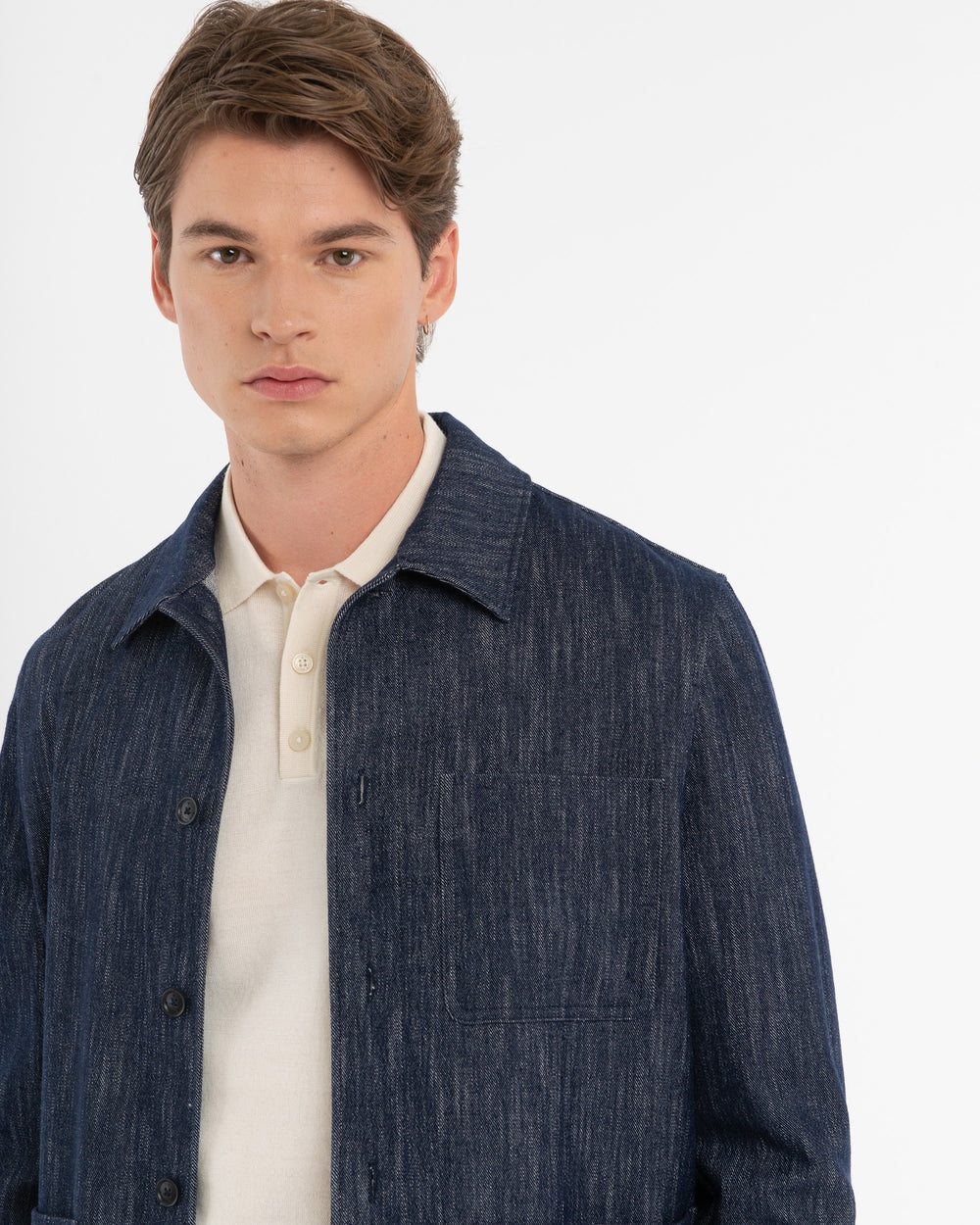 Overshirt denim lana cotone stretch blu