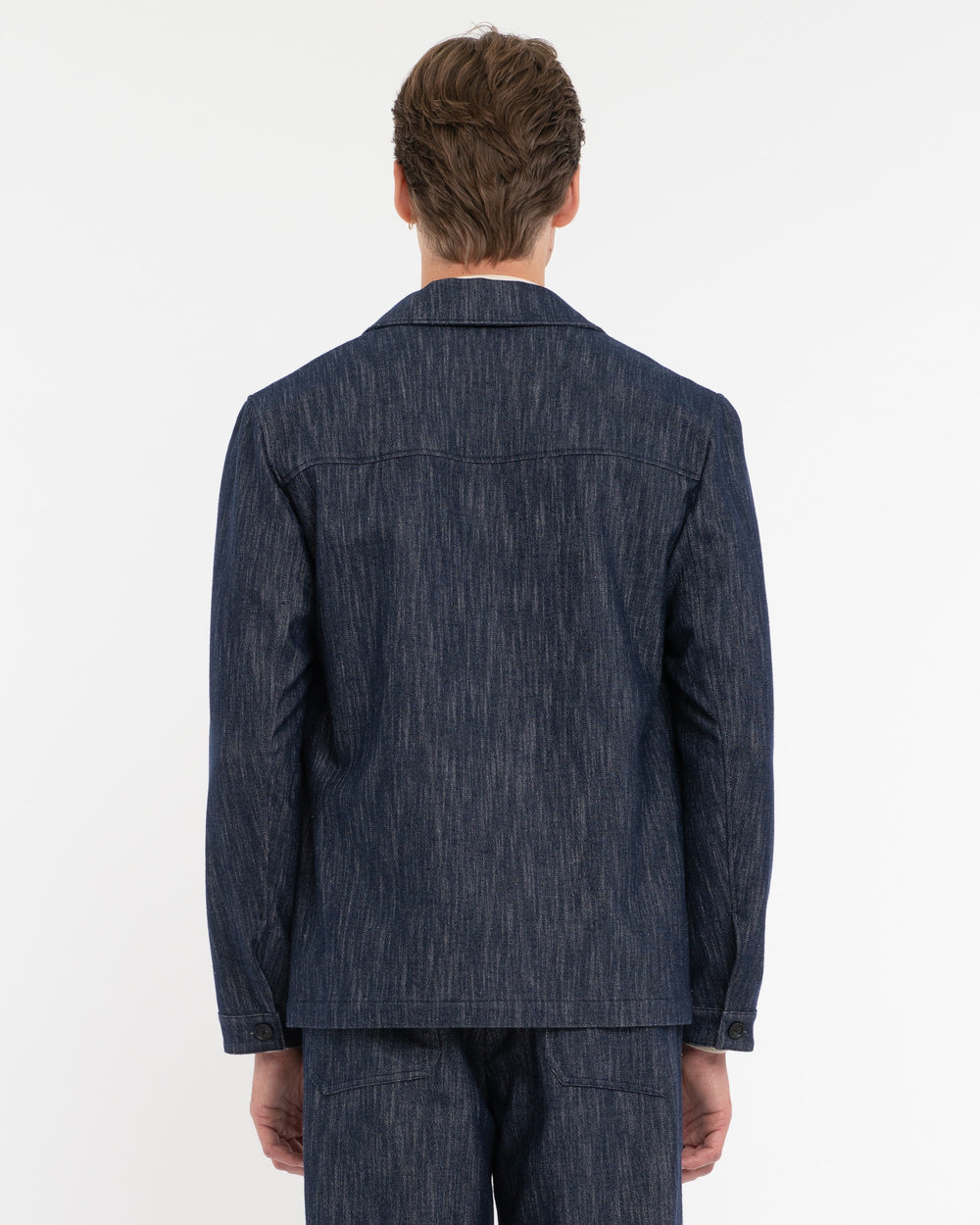 Overshirt denim lana cotone stretch blu