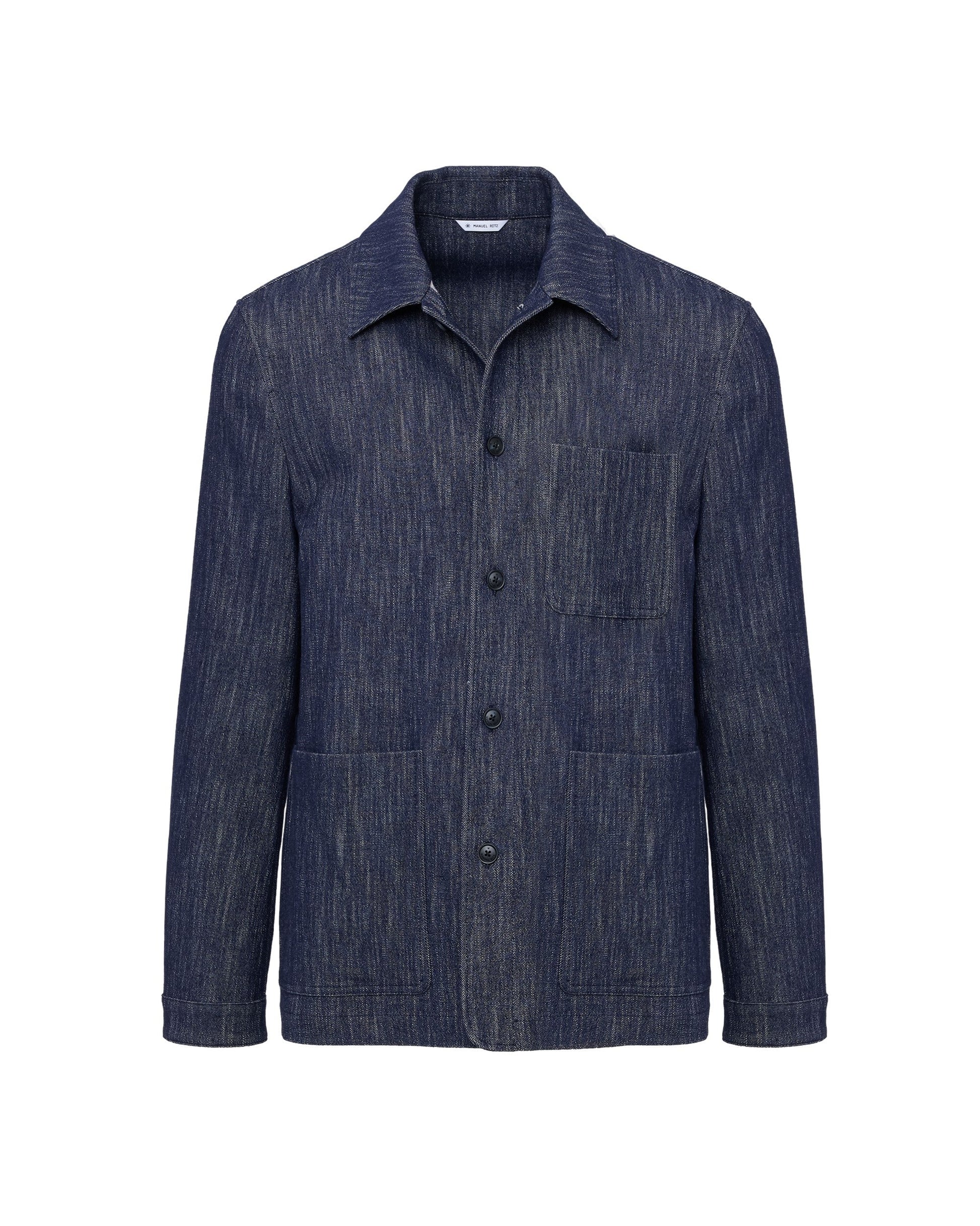 Overshirt denim lana cotone stretch blu