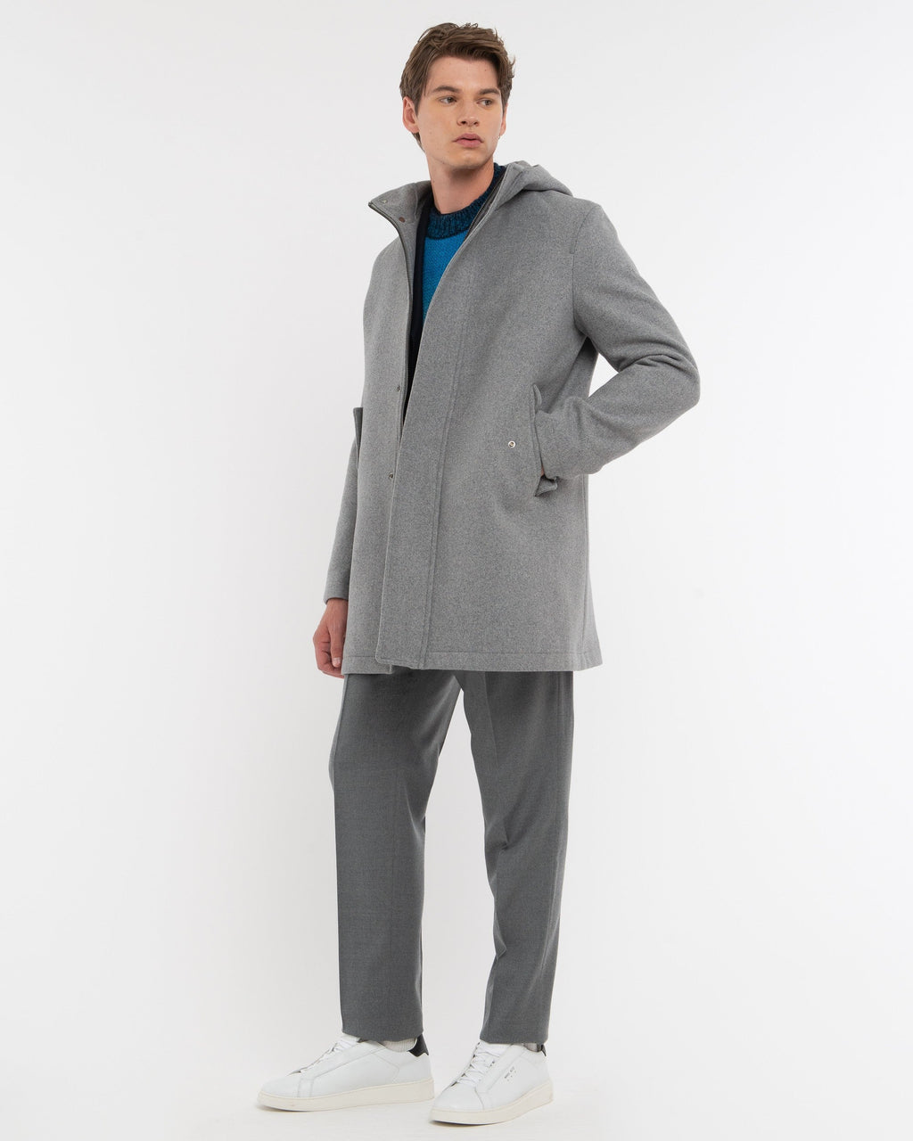 Parka panno misto lana grigio