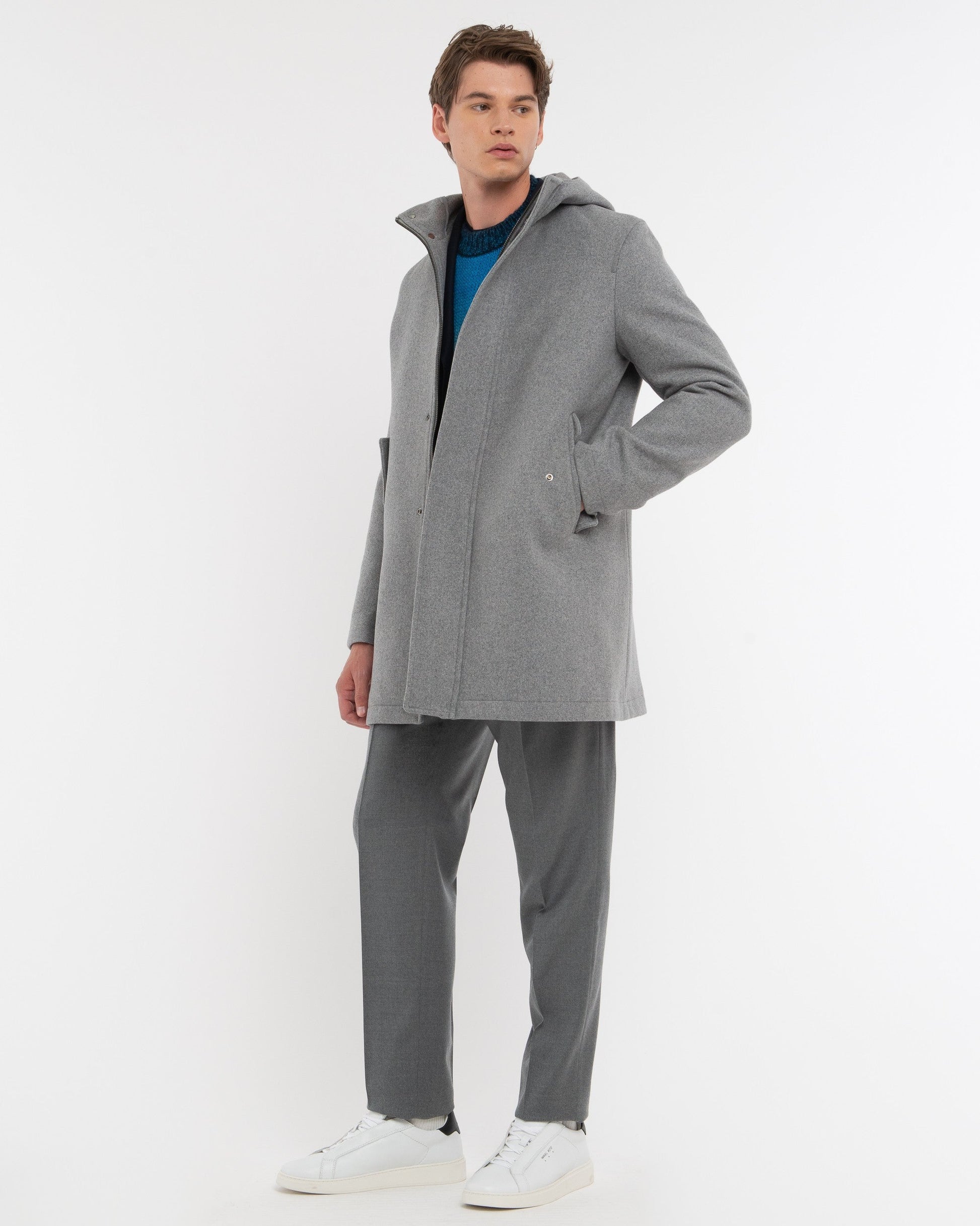 Parka panno misto lana grigio