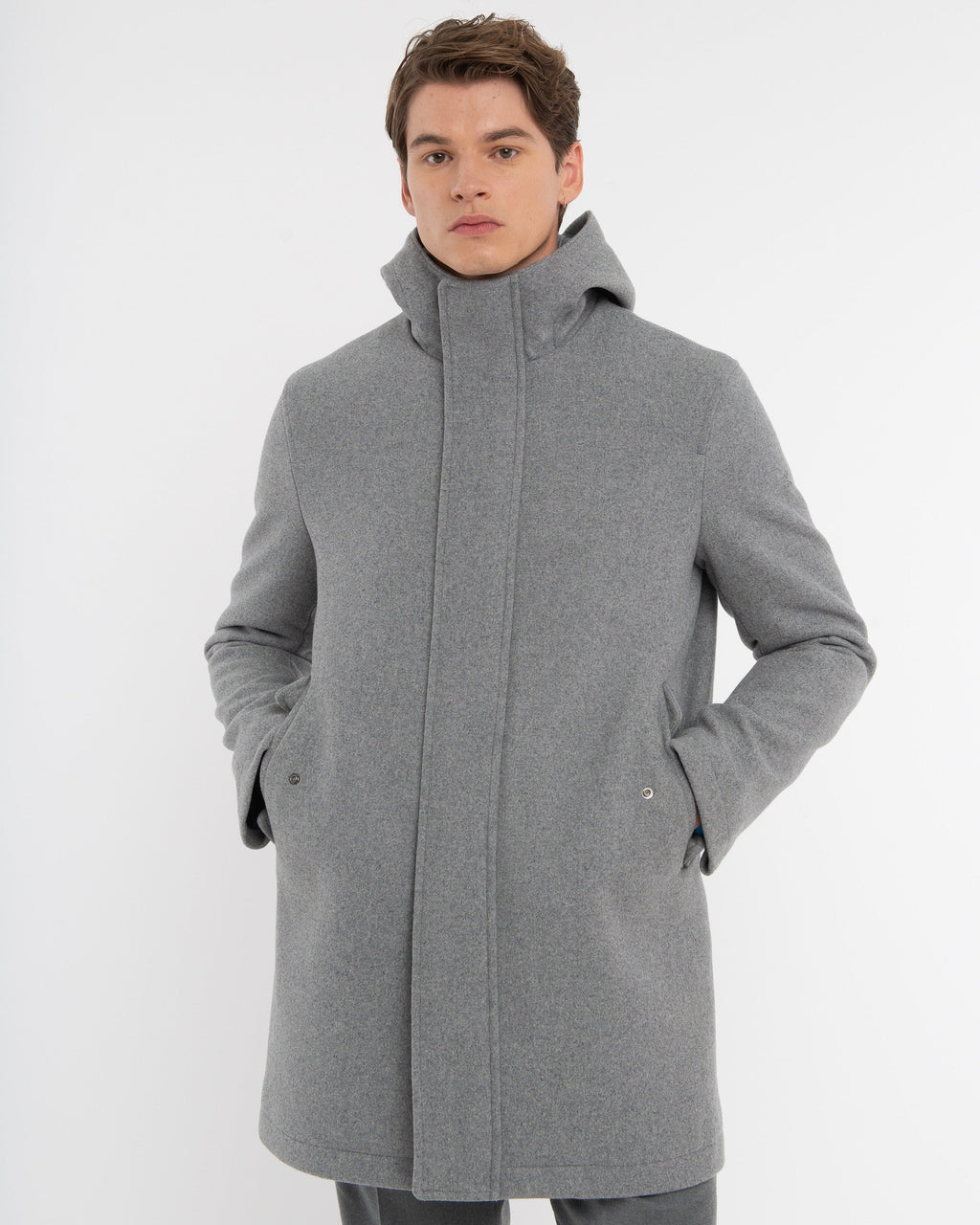 Parka panno misto lana grigio
