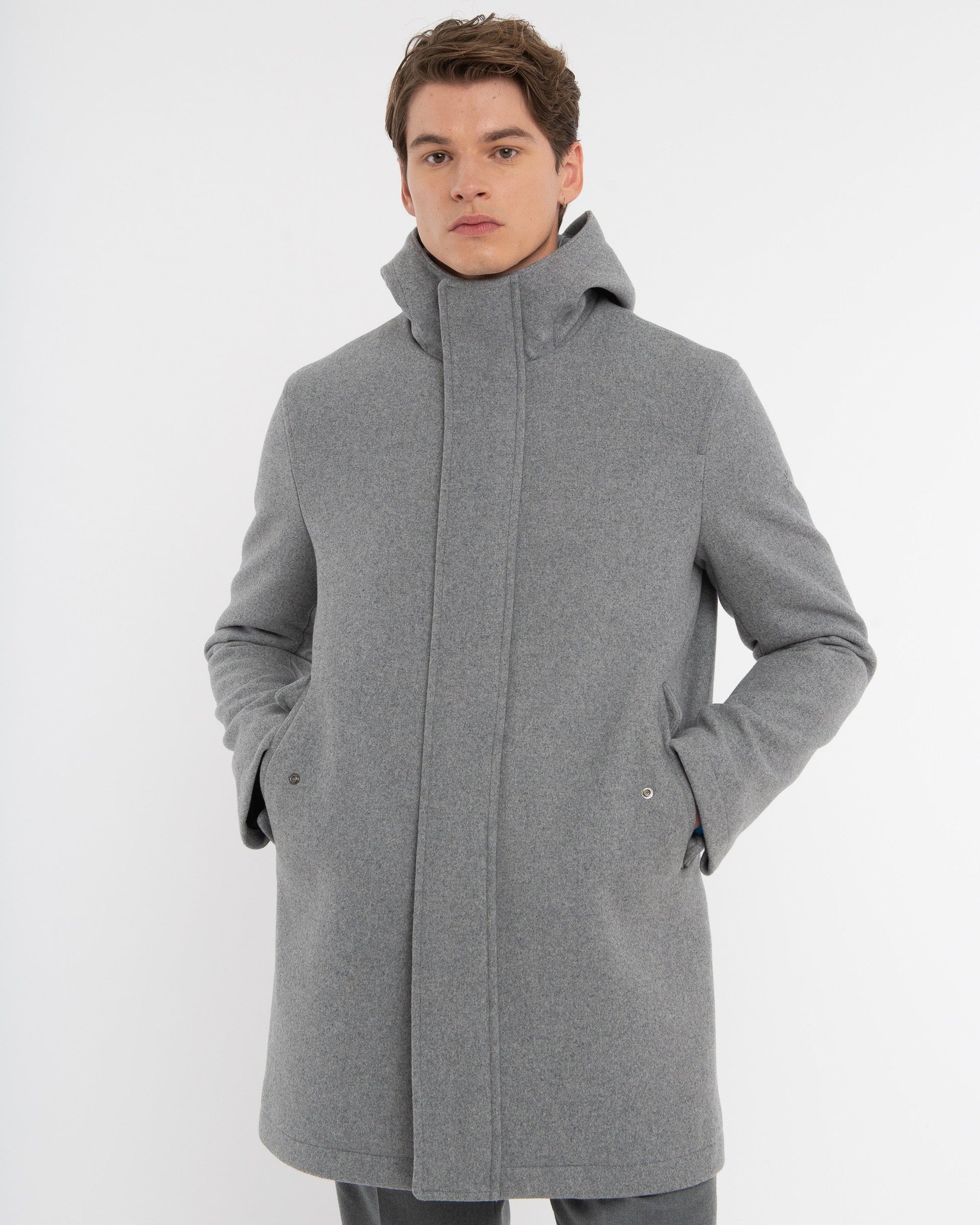 Parka panno misto lana grigio