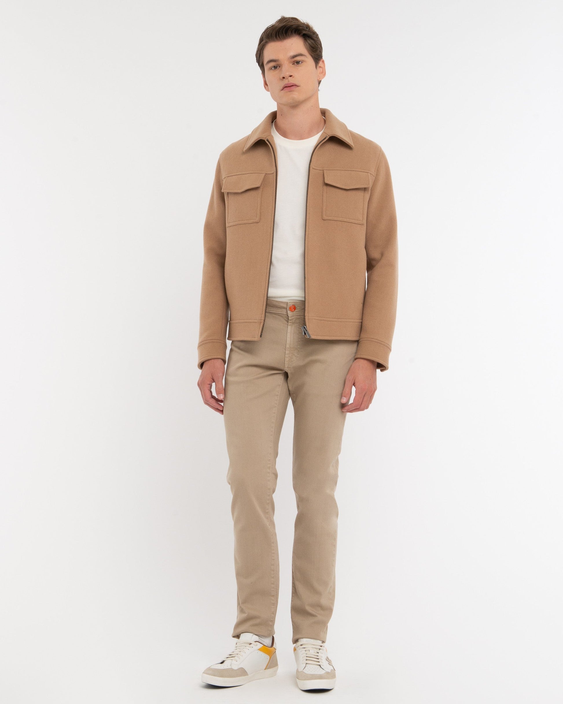 Giubbino panno misto lana beige