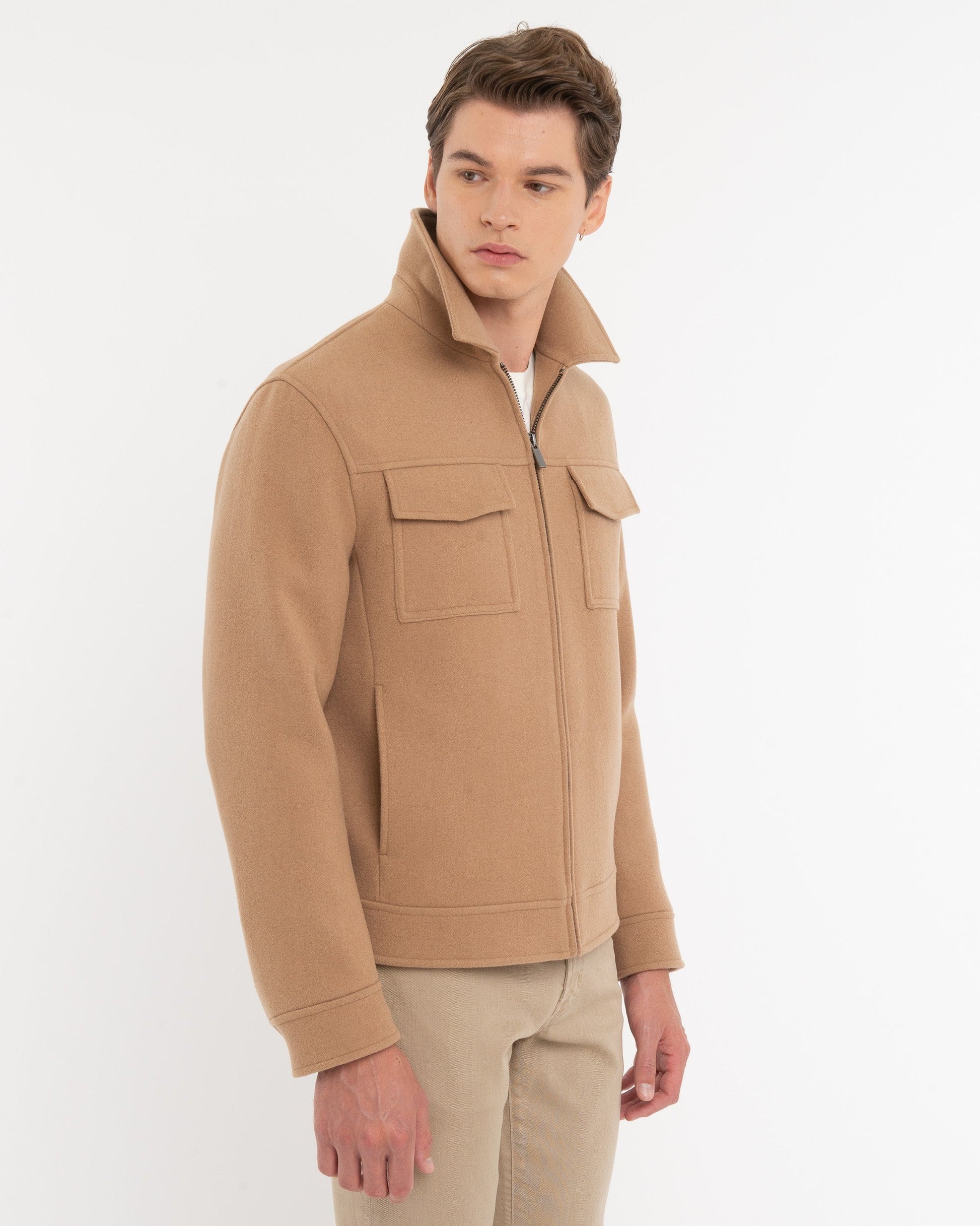 Giubbino panno misto lana beige