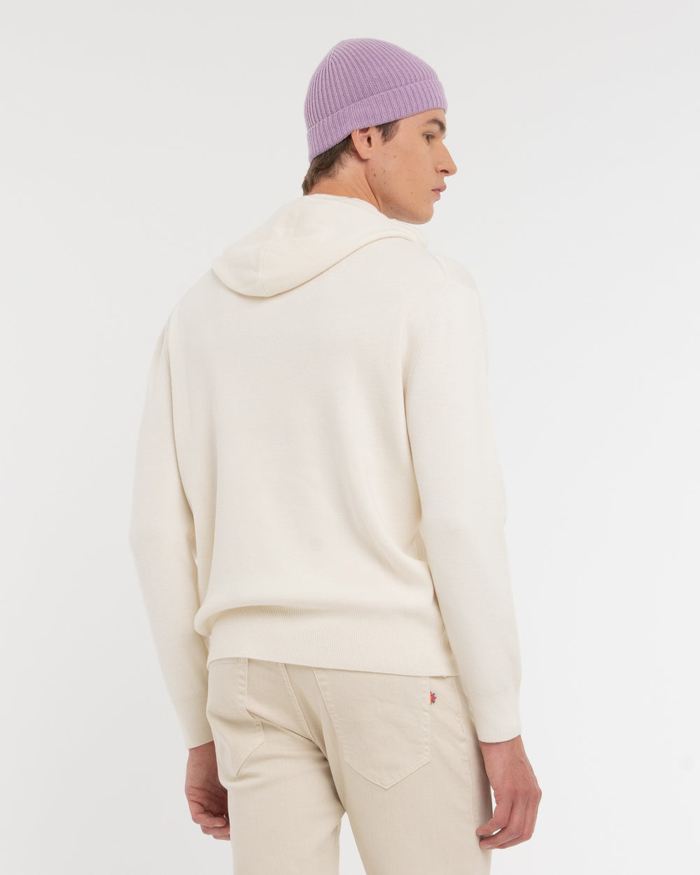 Maglia con cappuccio misto lana bianco