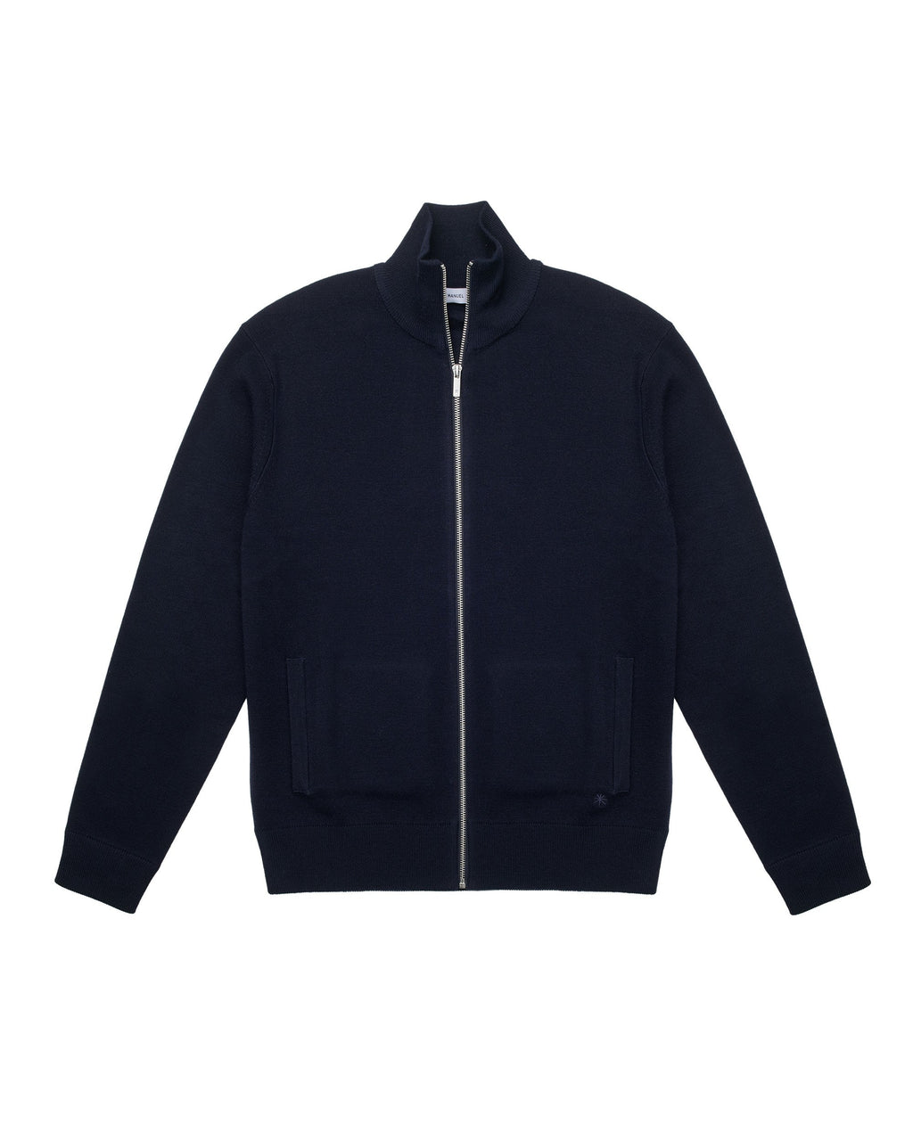 Cardigan full zip misto lana blu