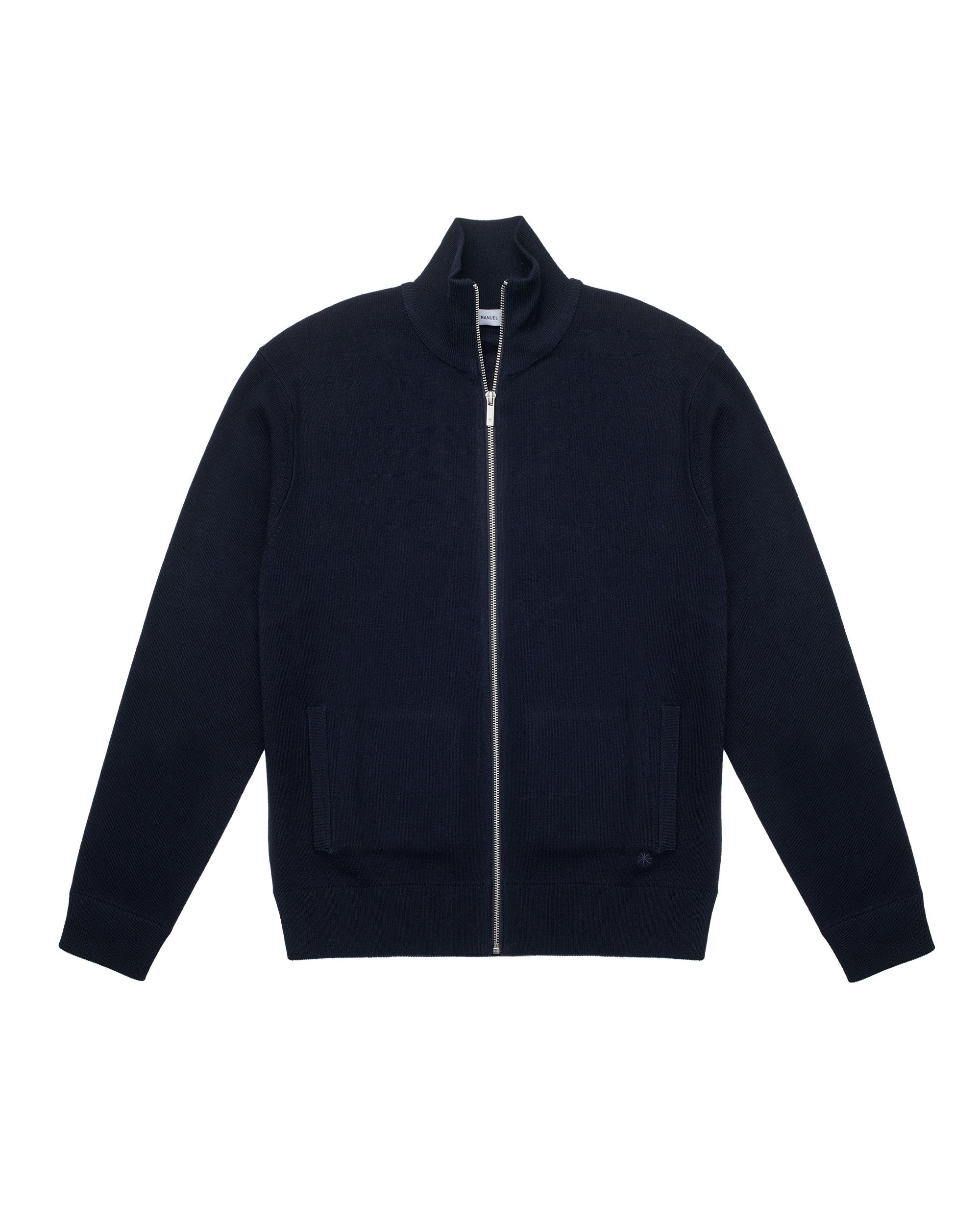 Cardigan full zip misto lana blu