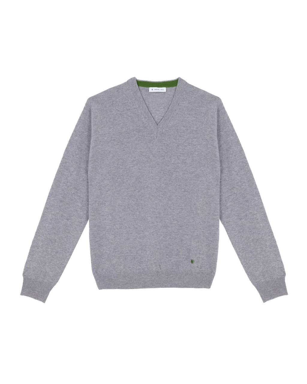 Maglia scollo v cardato pura lana grigio