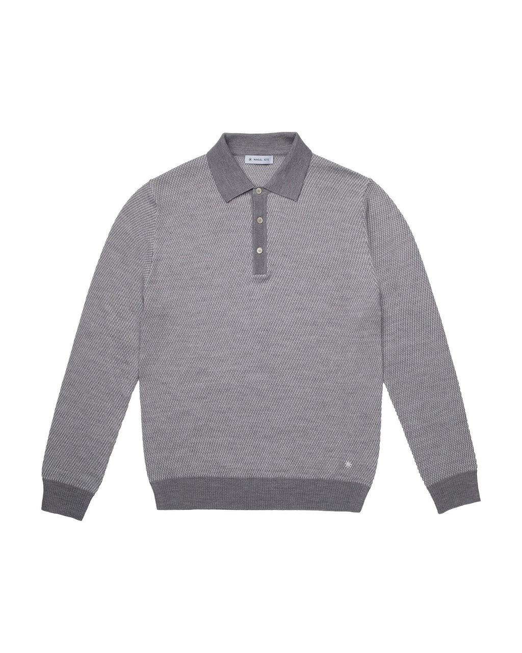 Polo jacquard misto lana grigio