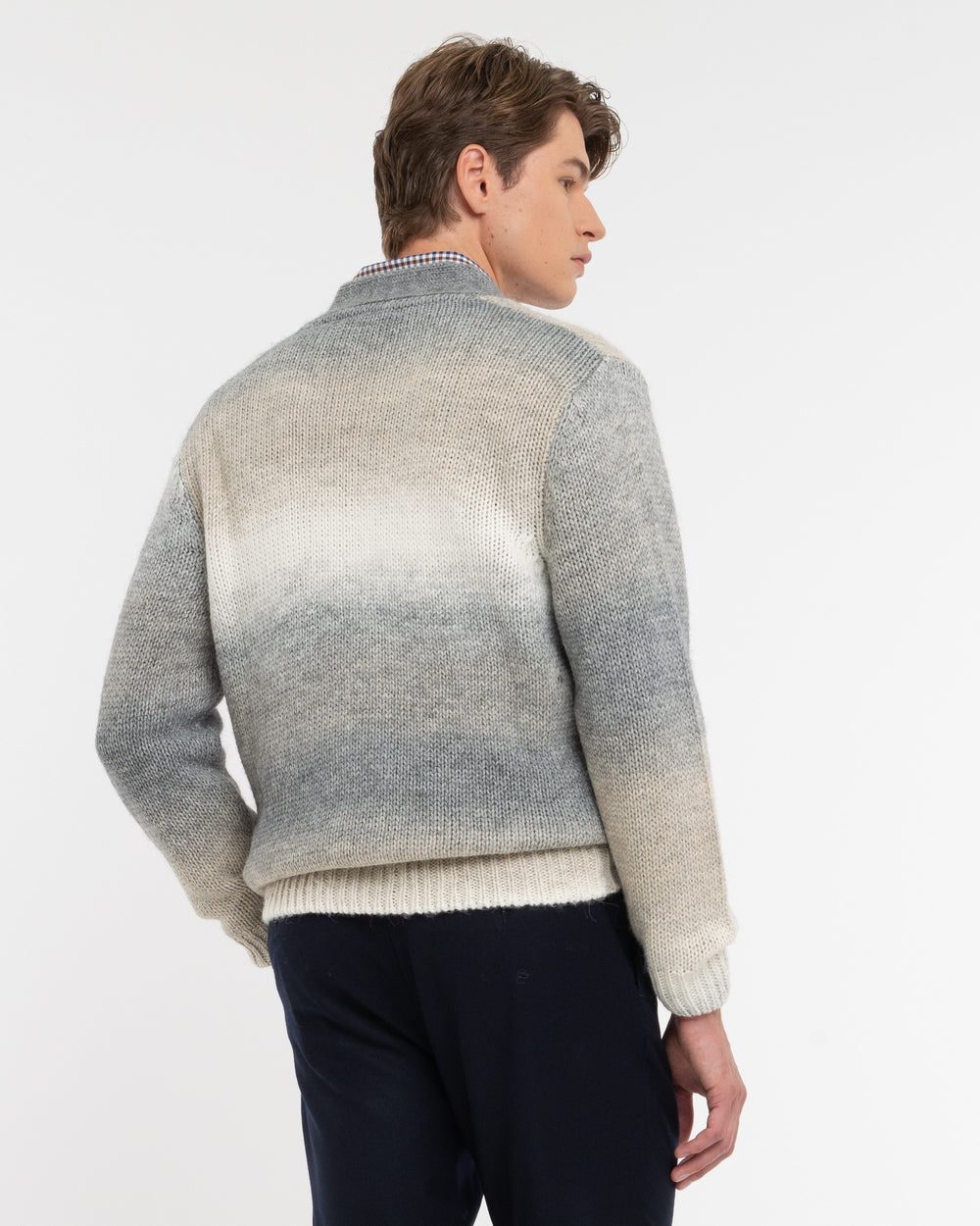 Cardigan degradè misto lana grigio