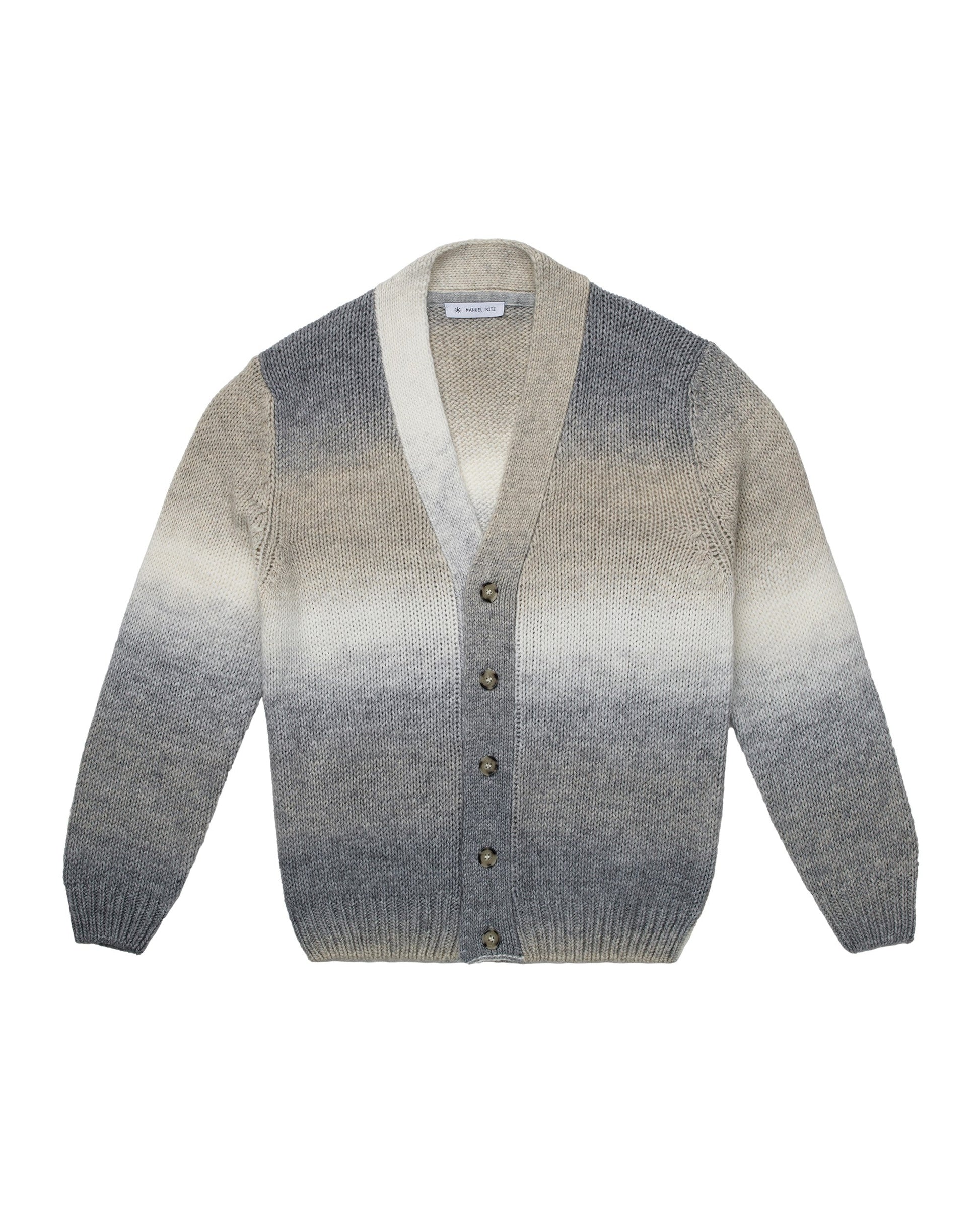 Cardigan degradè misto lana grigio