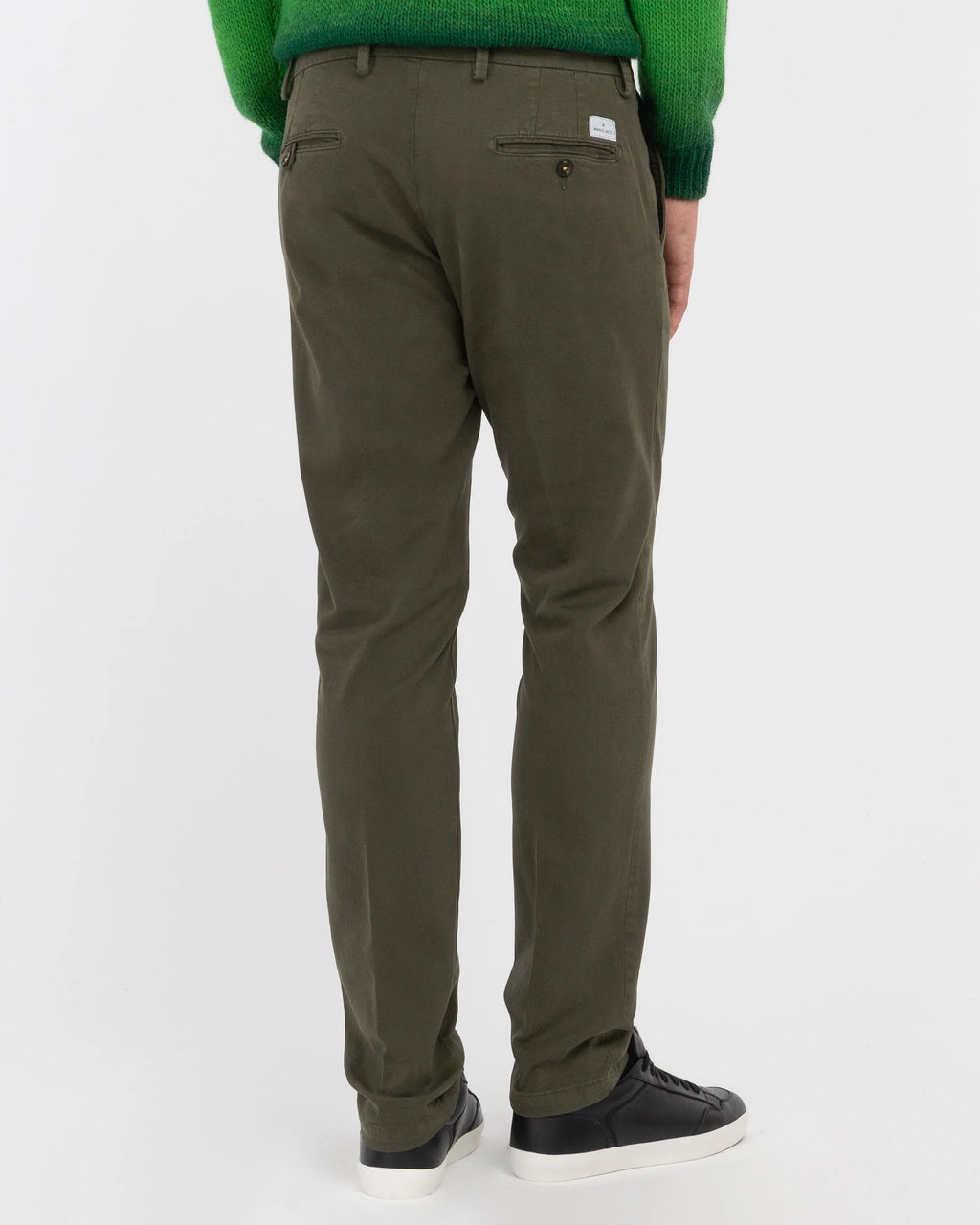 Slim fit green stretch cotton twill trousers 
