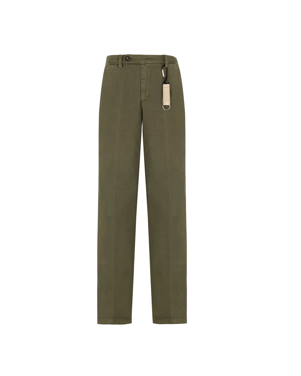 Slim fit green stretch cotton twill trousers 