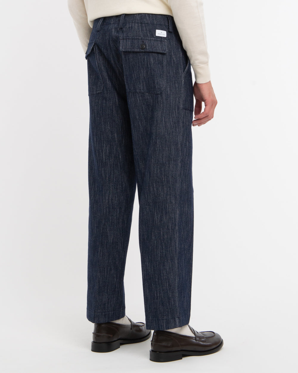 Pantalone fatigue denim lana cotone stretch blu