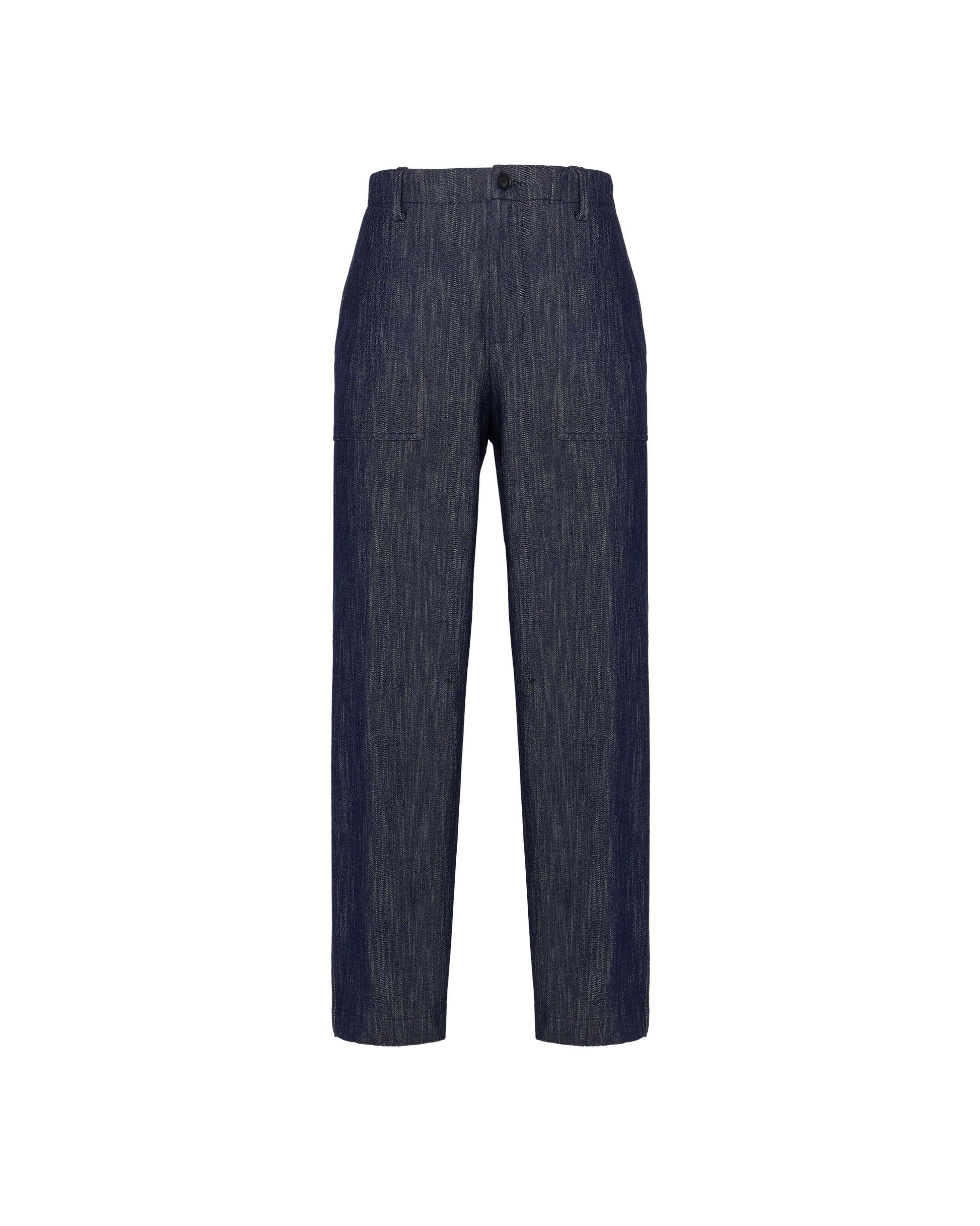 Pantalone fatigue denim lana cotone stretch blu
