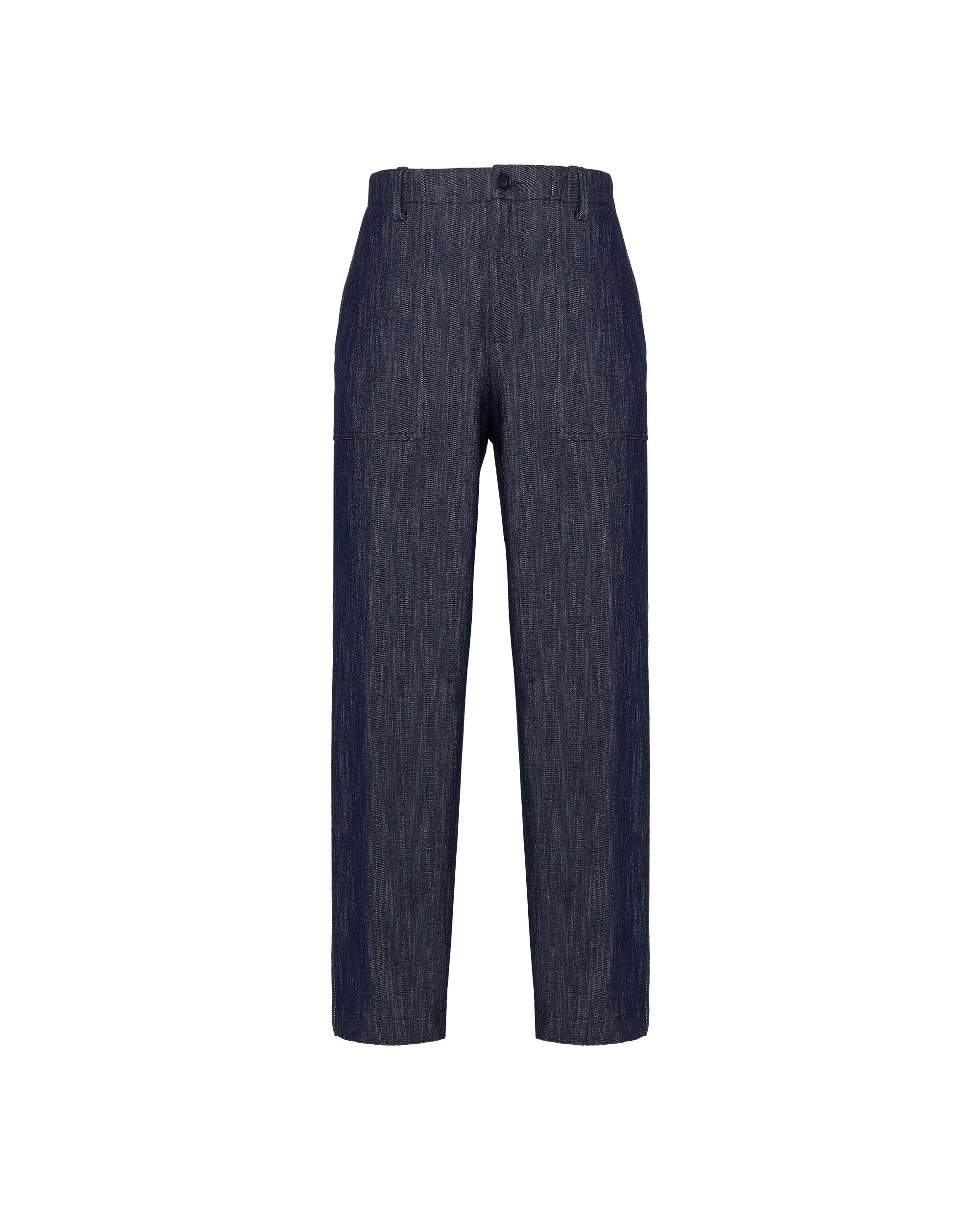 Pantalone fatigue denim lana cotone stretch blu