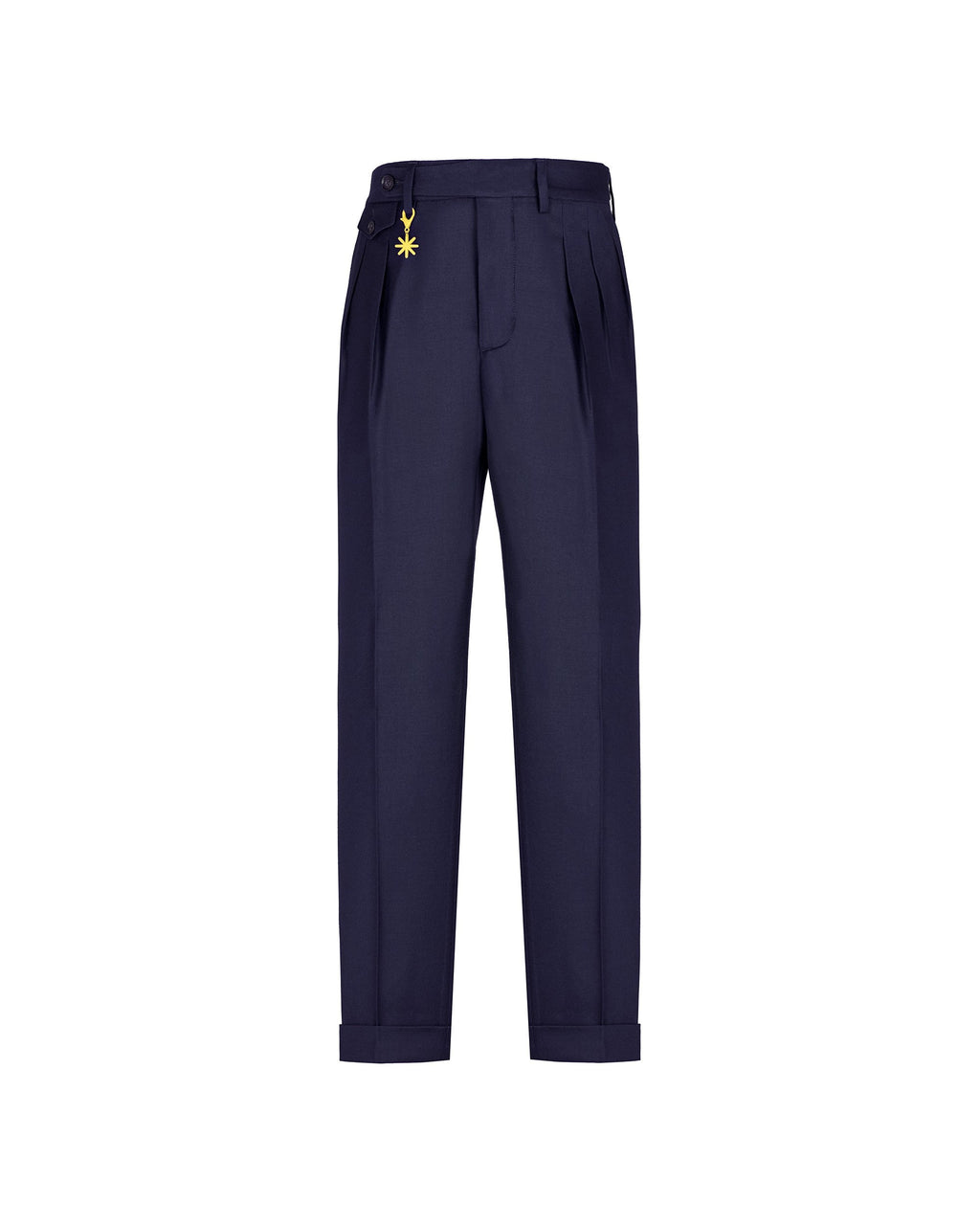 Pantalone doppia pinces flanella di lana stretch blu