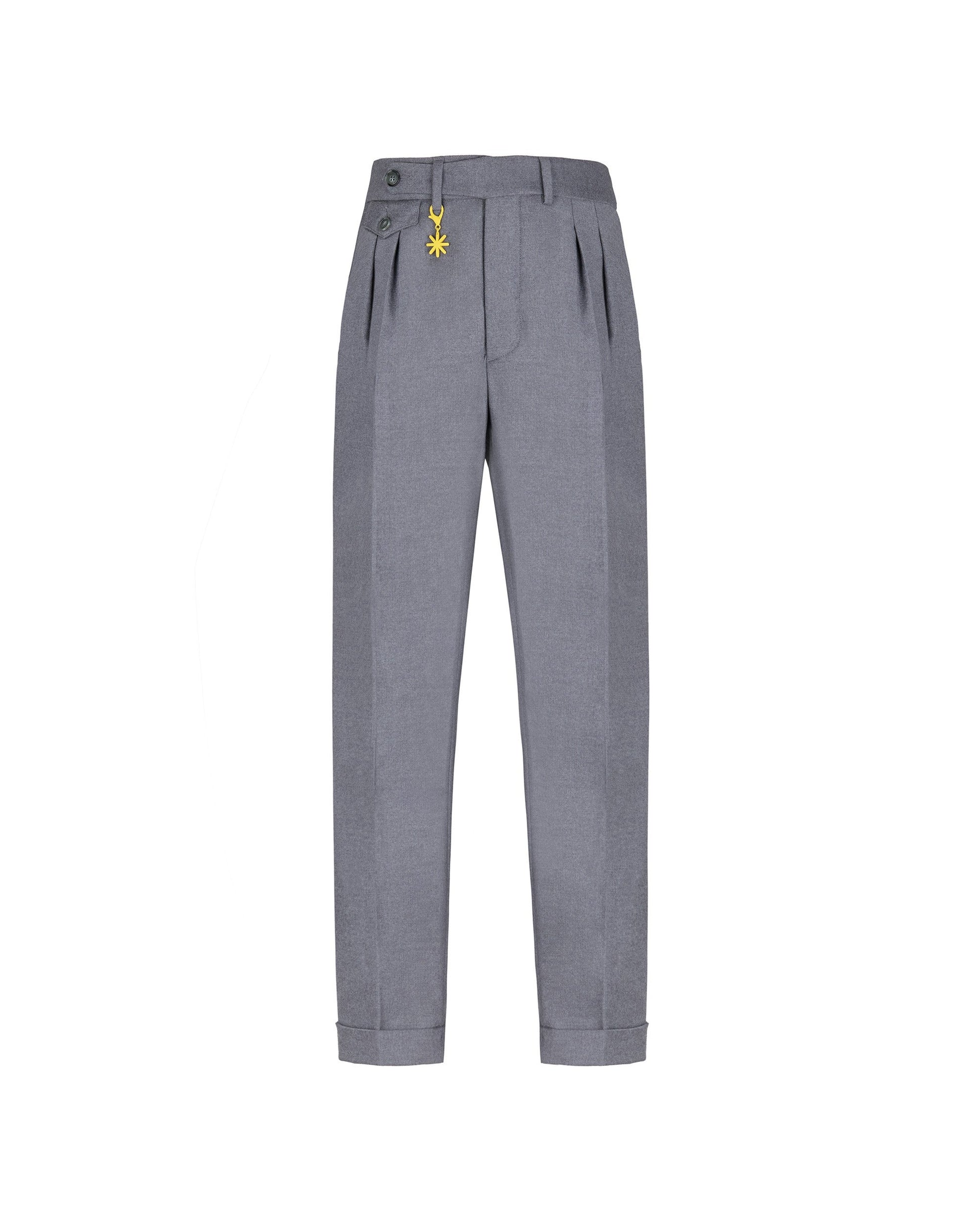 Pantalone doppia pinces flanella di lana stretch grigio