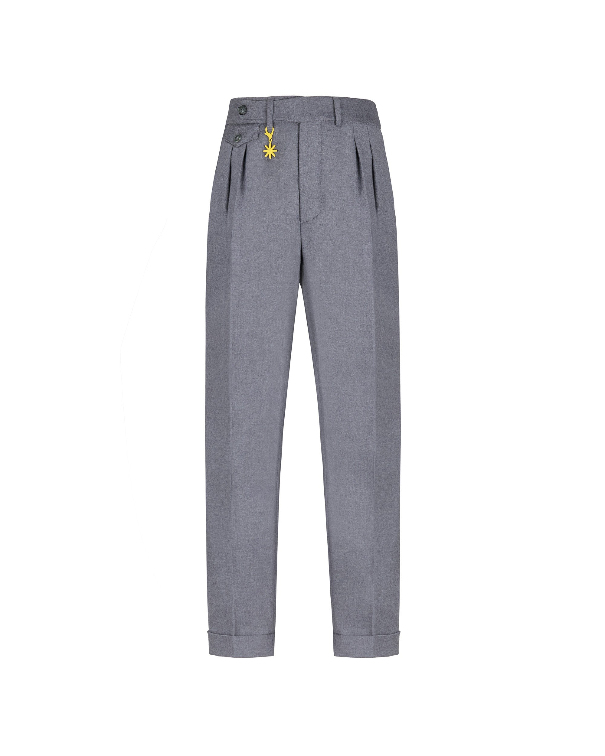 Pantalone doppia pinces flanella di lana stretch grigio
