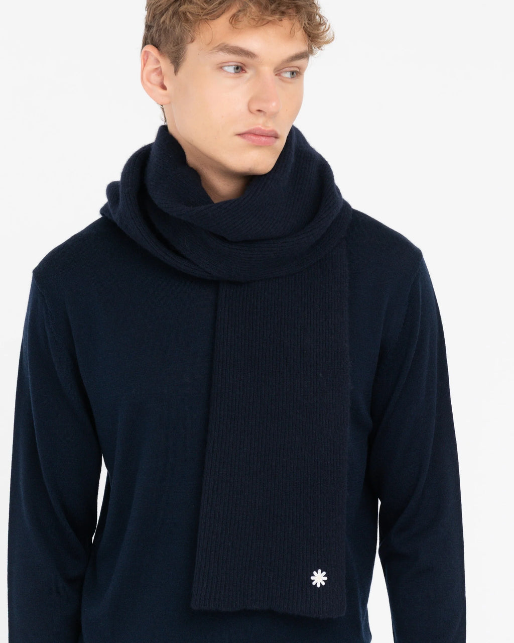 Sciarpa costa inglese misto cashmere Blu