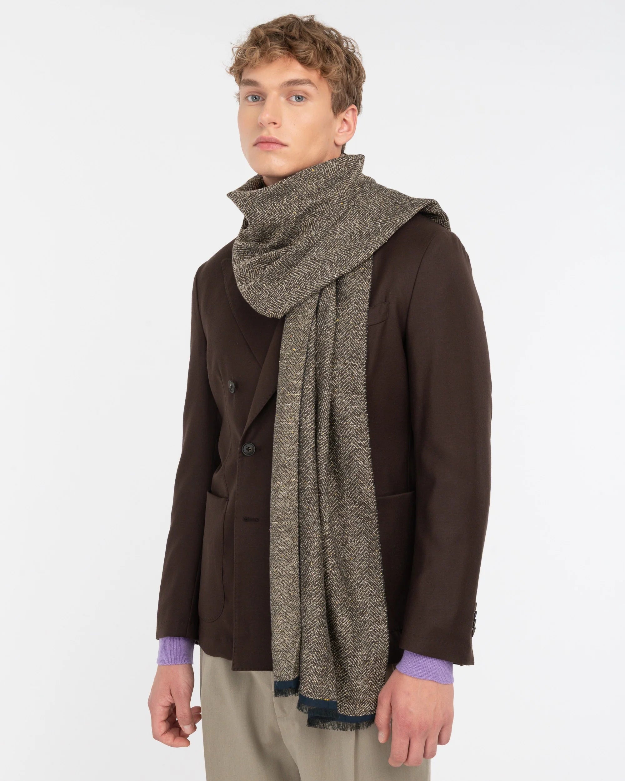 Sciarpa resca misto cotone marrone