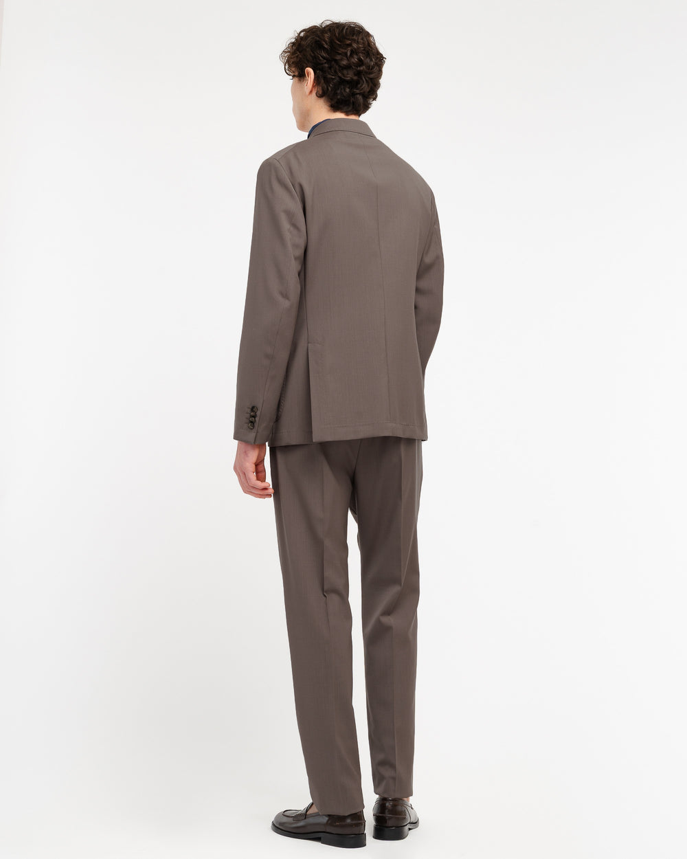 Abito doppiopetto fresco di lana stretch marrone