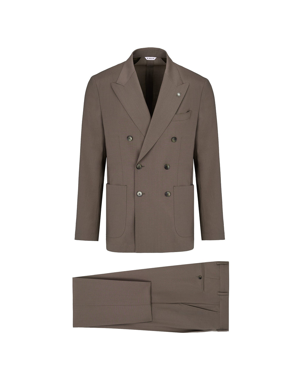 Abito doppiopetto fresco di lana stretch marrone