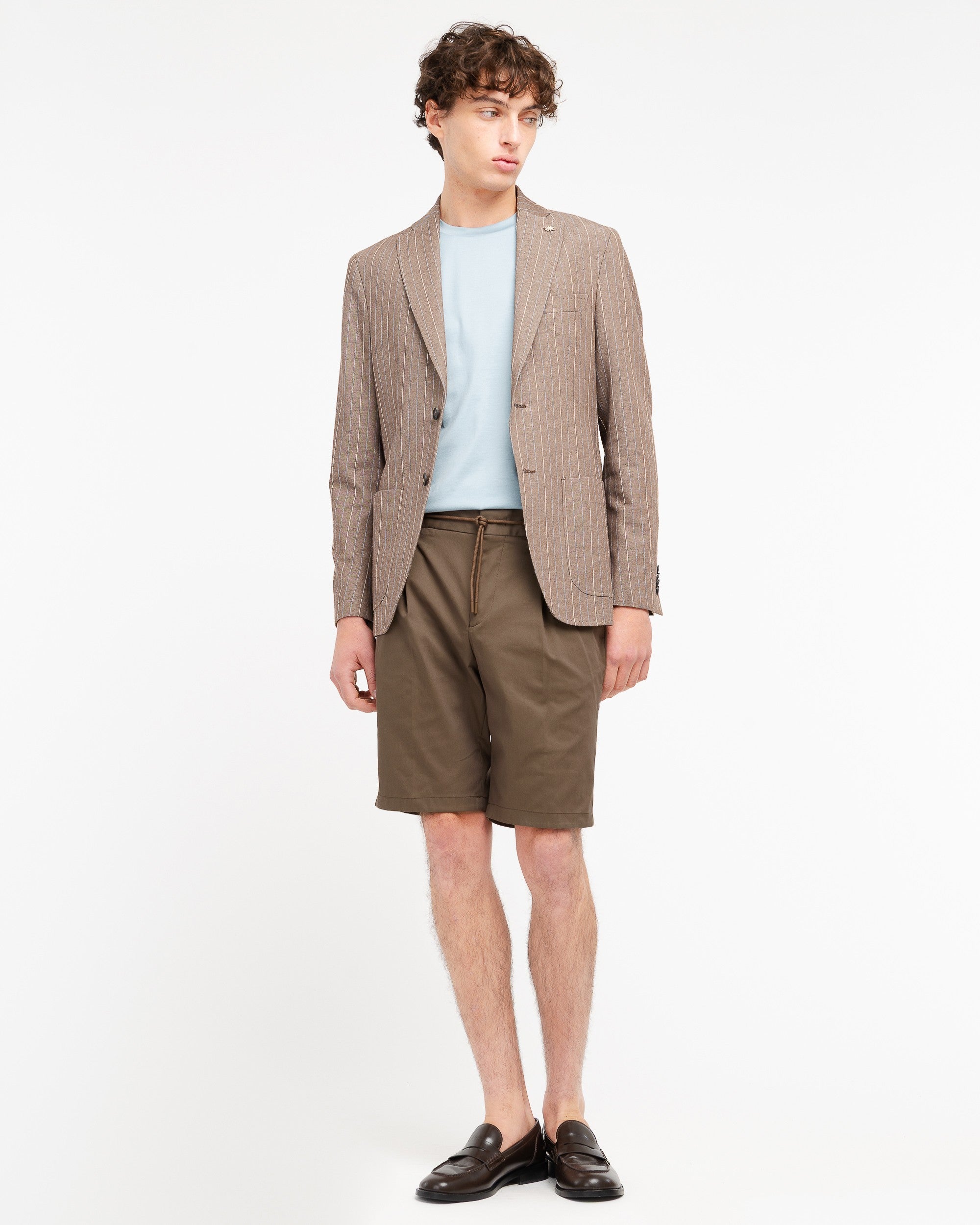 Bermuda jogging twill misto cotone stretch marrone
