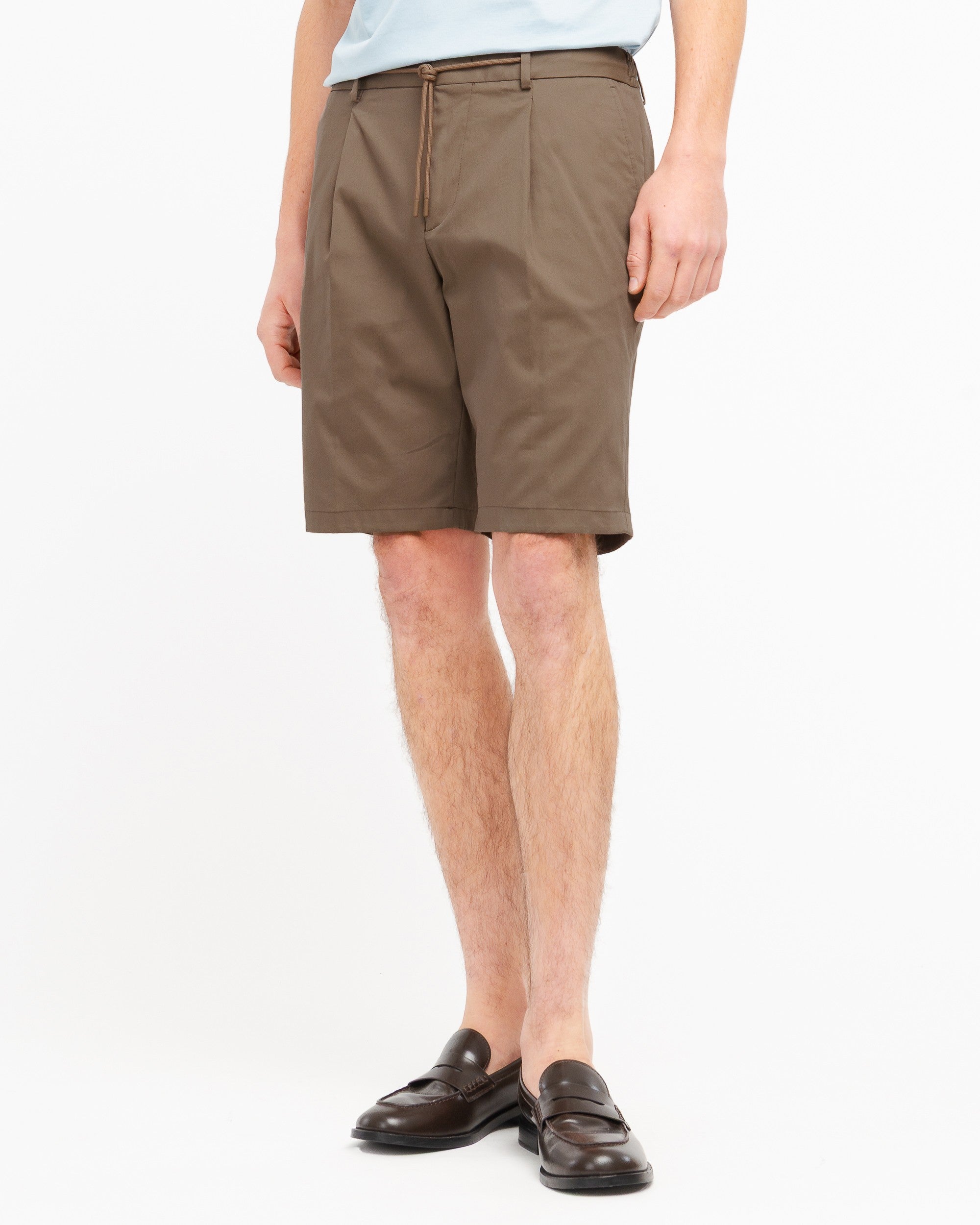 Bermuda jogging twill misto cotone stretch marrone