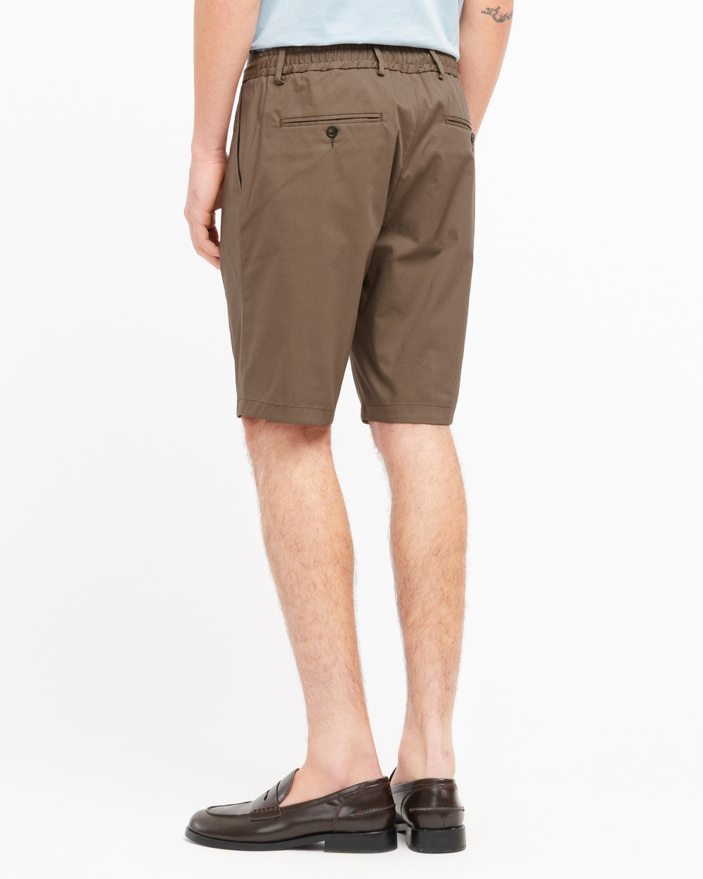 Bermuda jogging twill misto cotone stretch marrone