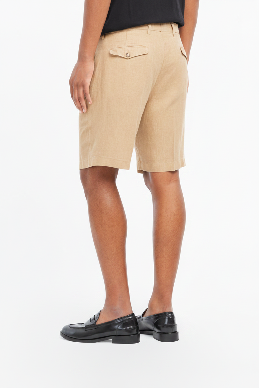 Bermuda con pinces twill misto cotone strech beige