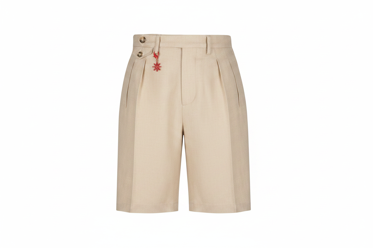 Bermuda con pinces twill misto cotone strech beige