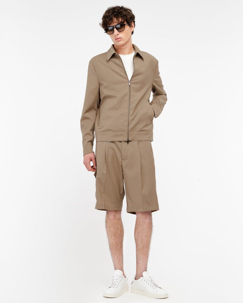 Giubbino in fresco di lana stretch beige