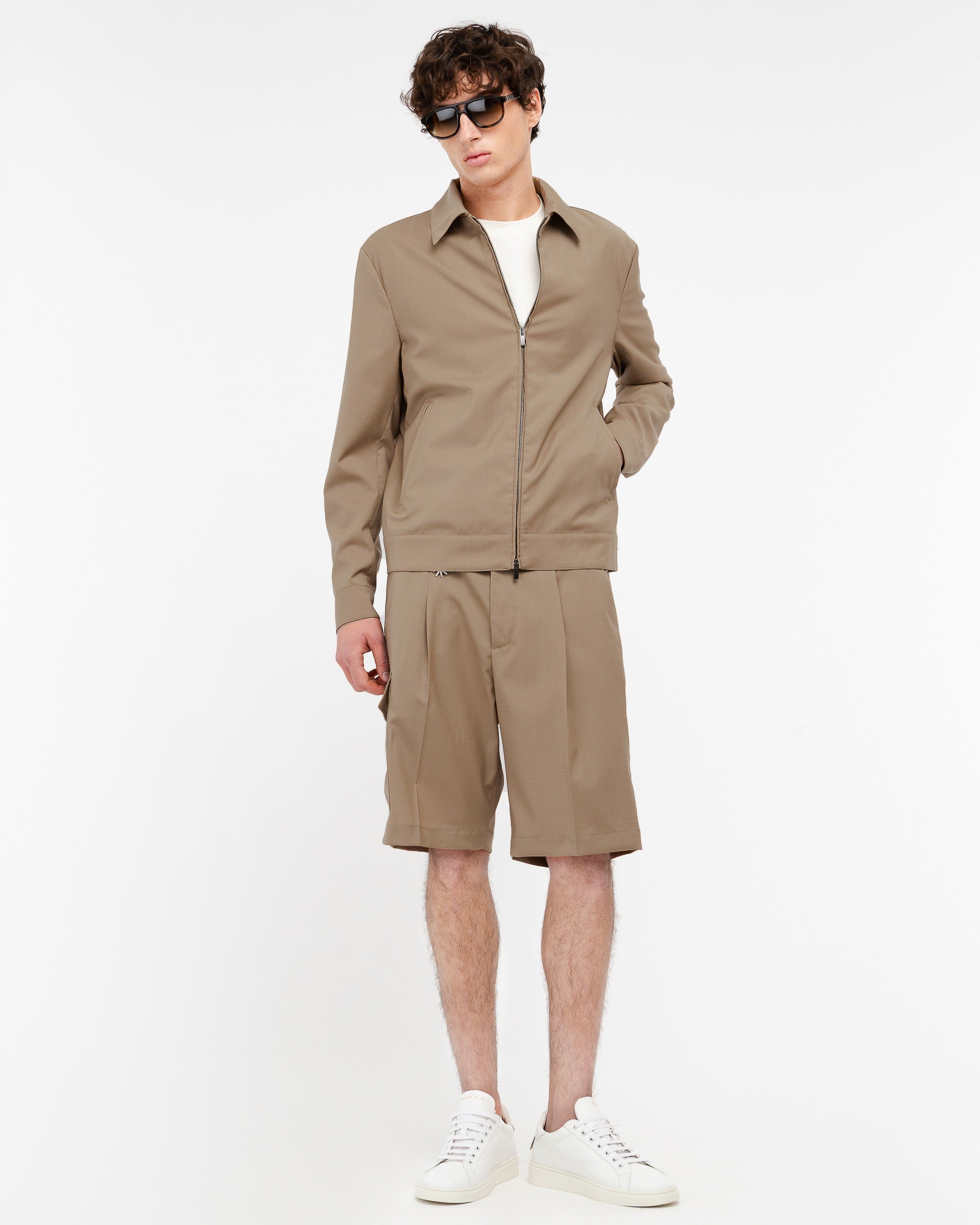 Giubbino in fresco di lana stretch beige