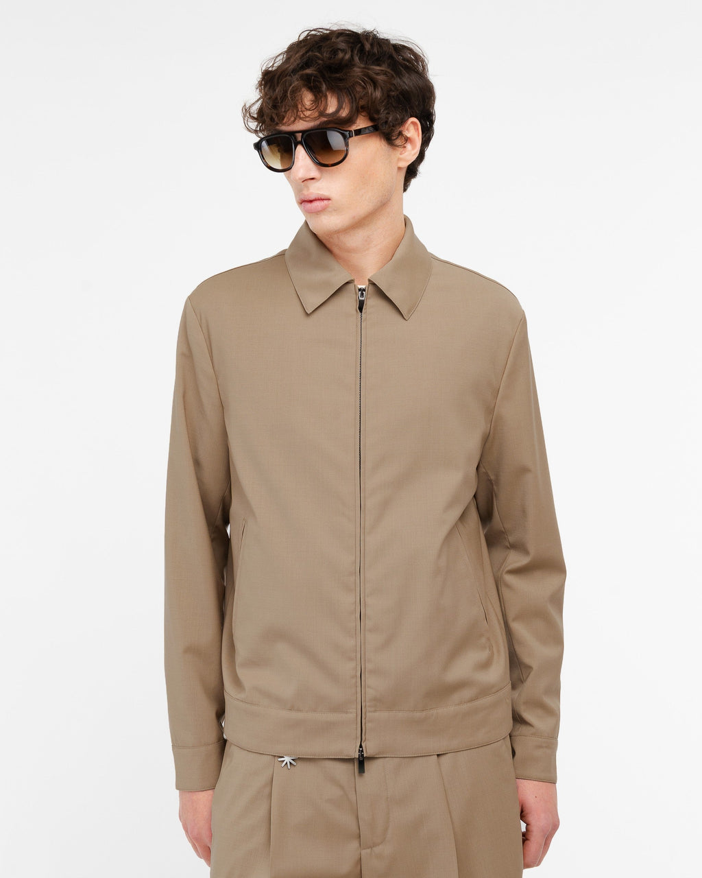 Giubbino in fresco di lana stretch beige