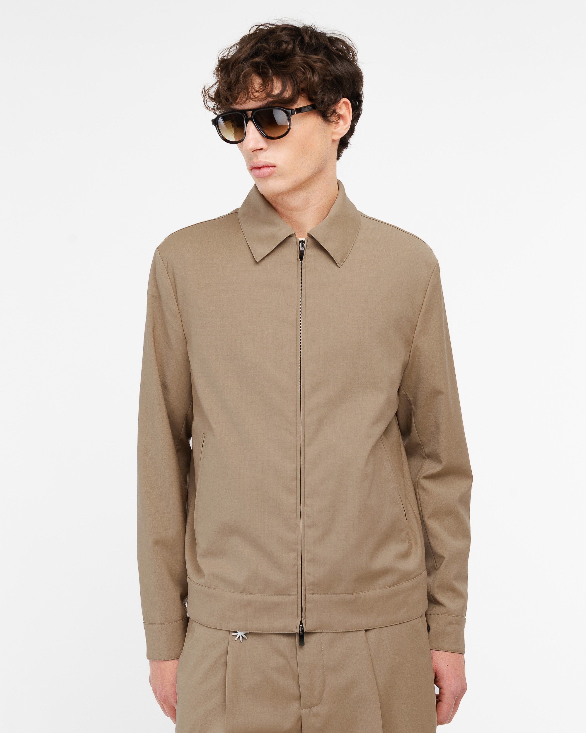 Giubbino in fresco di lana stretch beige