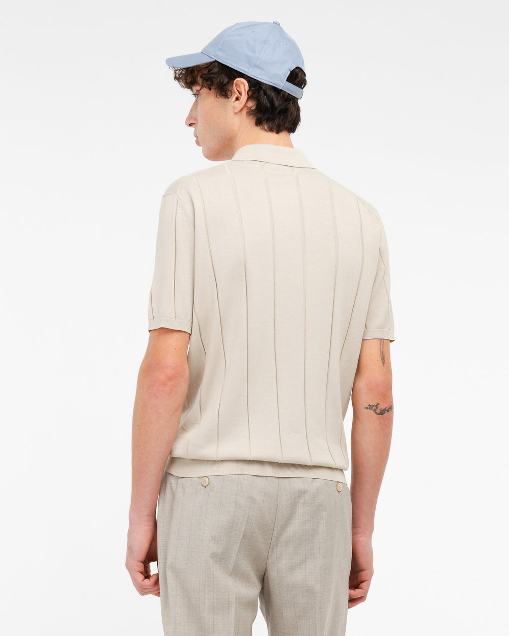 Polo costa piatta in cotone beige