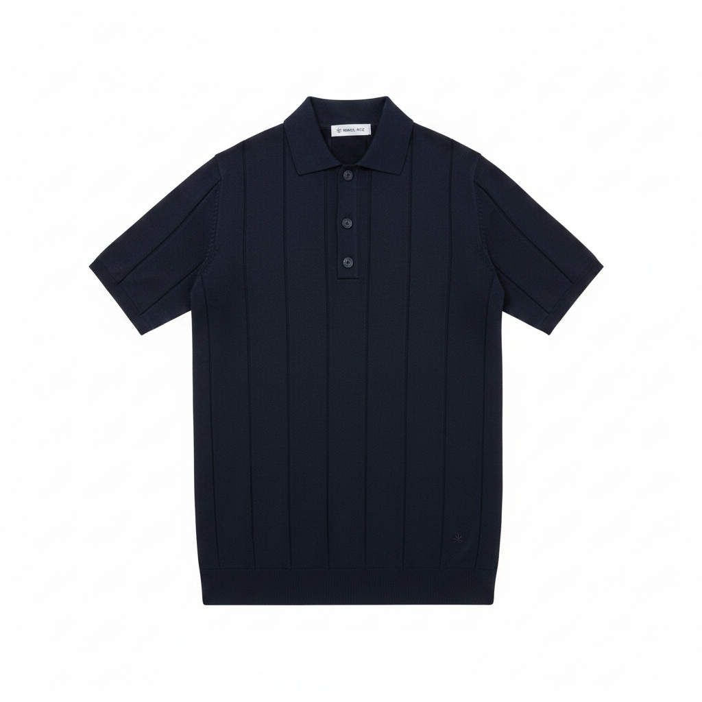 Polo costa piatta in cotone blu