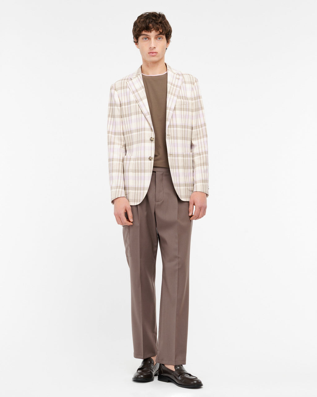 T-shirt contrasti jersey di cotone stretch marrone