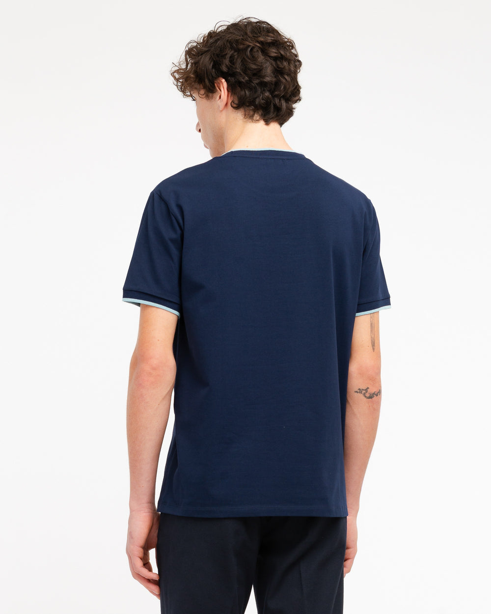 T-shirt contrasti jersey di cotone stretch blu