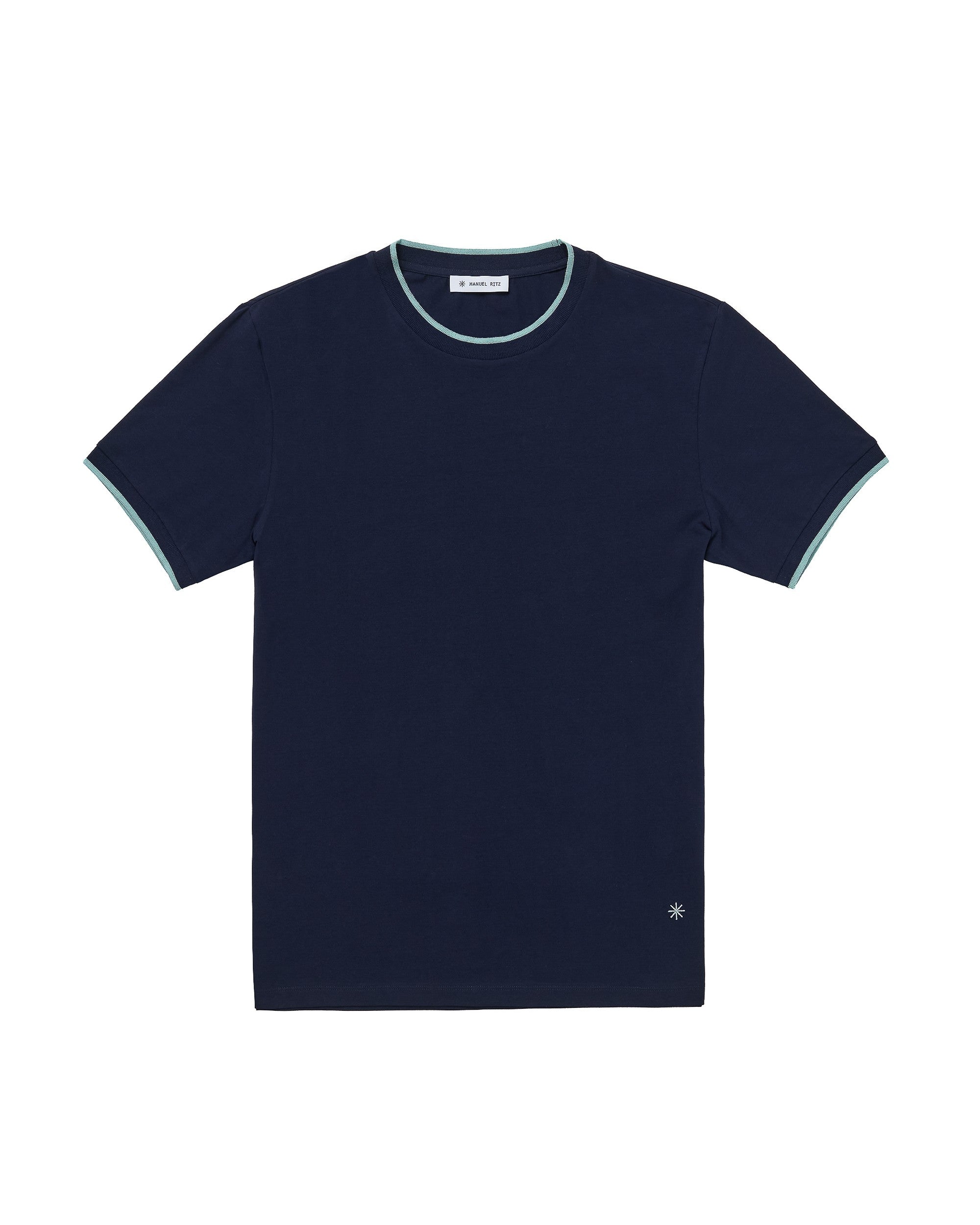T-shirt contrasti jersey di cotone stretch blu