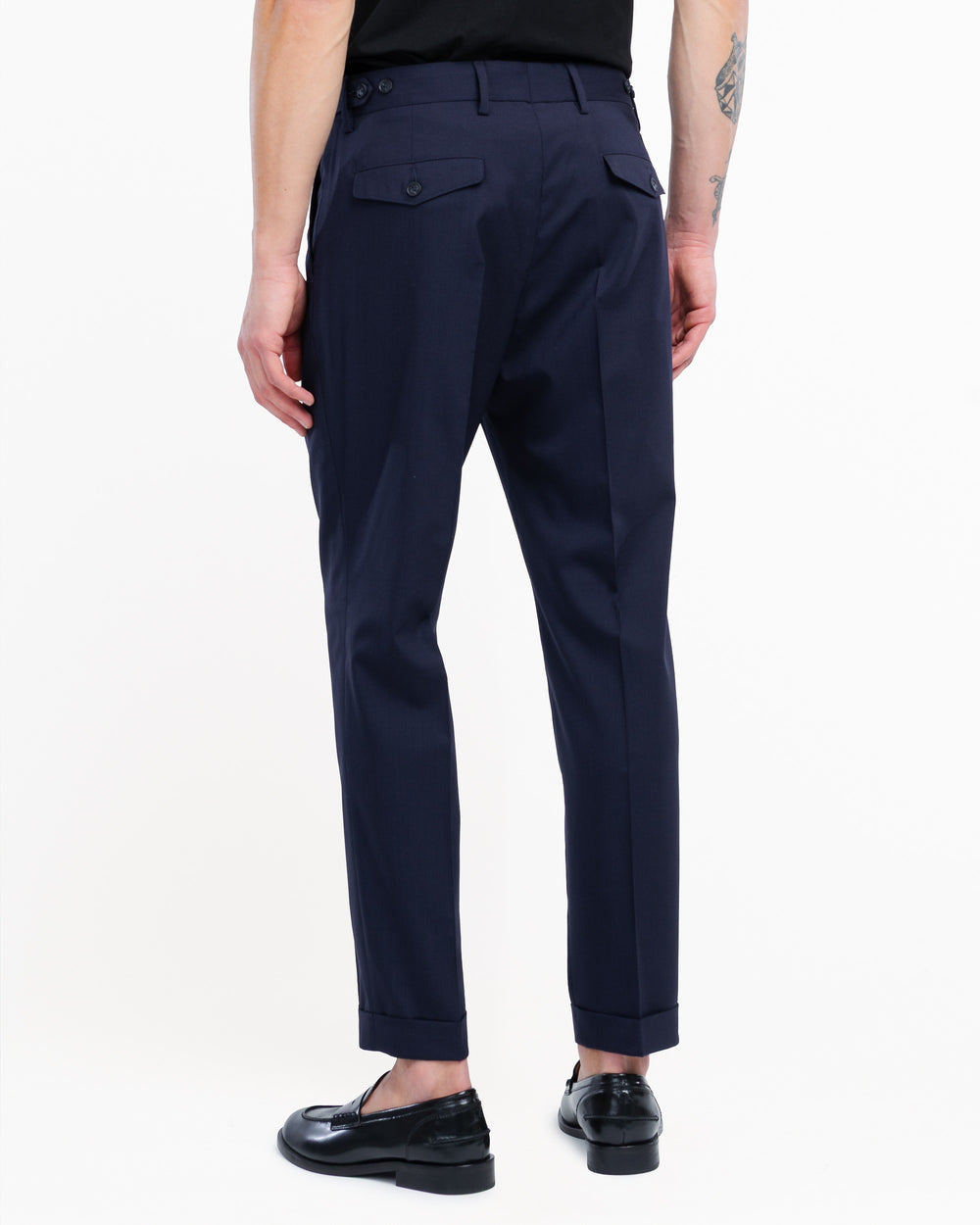 Pantalone doppia pinces fresco di lana stretch blu